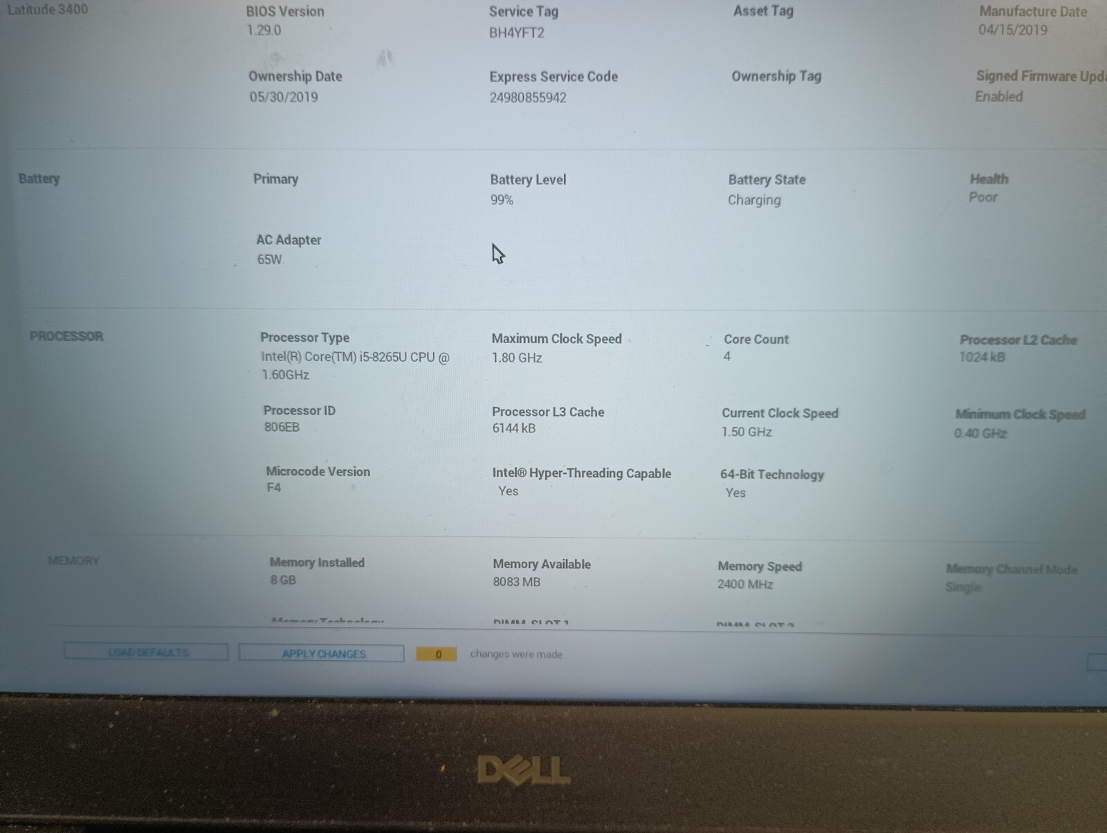 Latitude3400(1173)w/charger.i5-8265.8GB.500GB SSD.14″FHD.W11 Pro