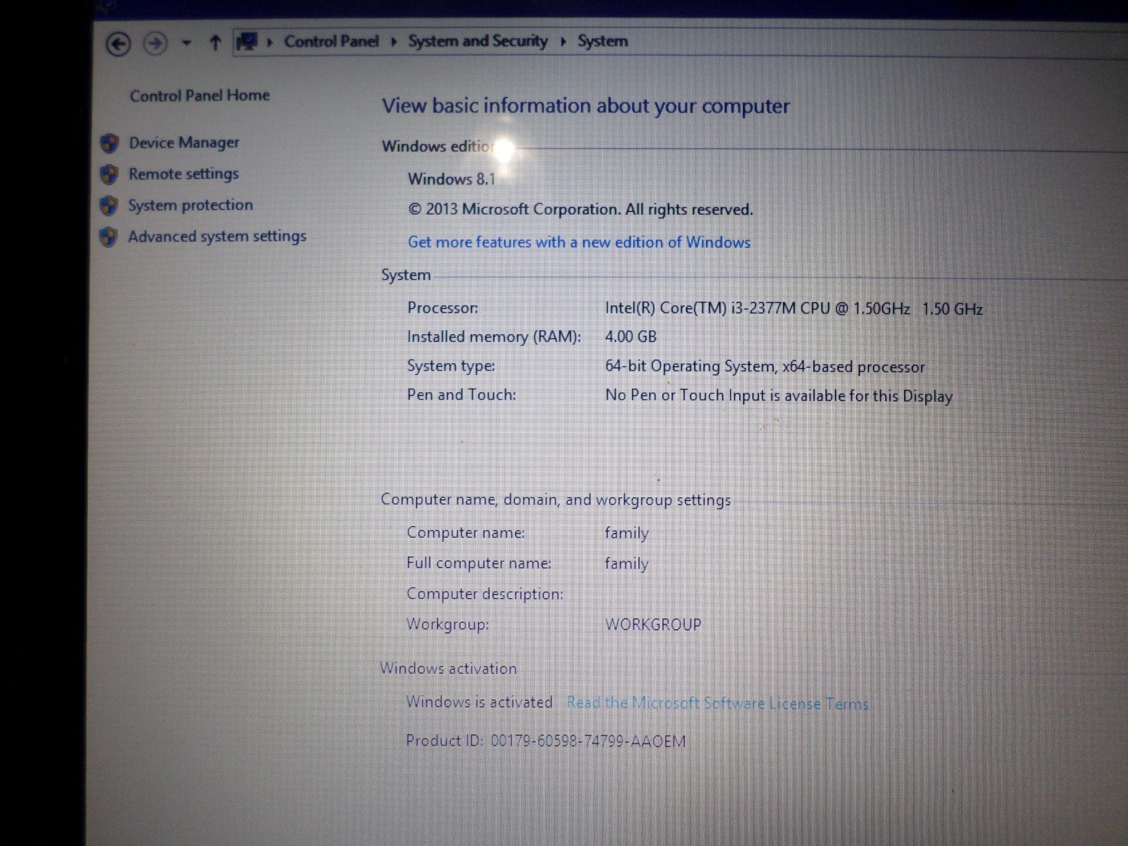 HP Laptop 15T-B000 15.6 Intel Core i3-2377M 4GB Memory 500GB HDD Intel HD