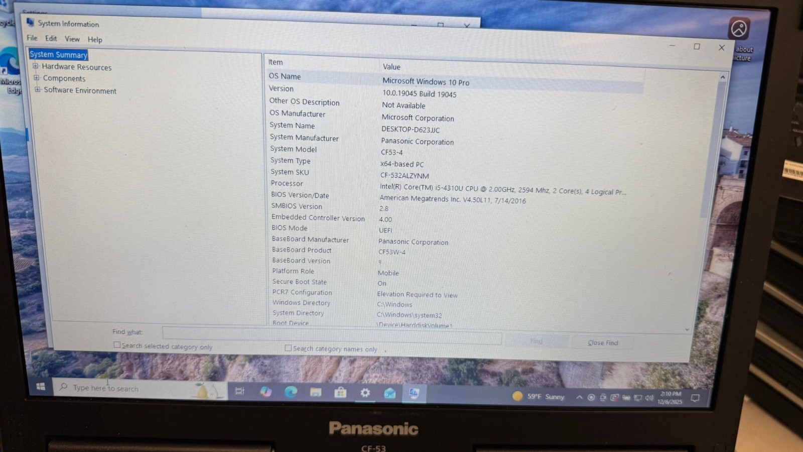 Panasonic Toughbook CF-53 MK4 Laptop Core i5 4310U 8GB RAM 1TB SSD Windows10 Pro