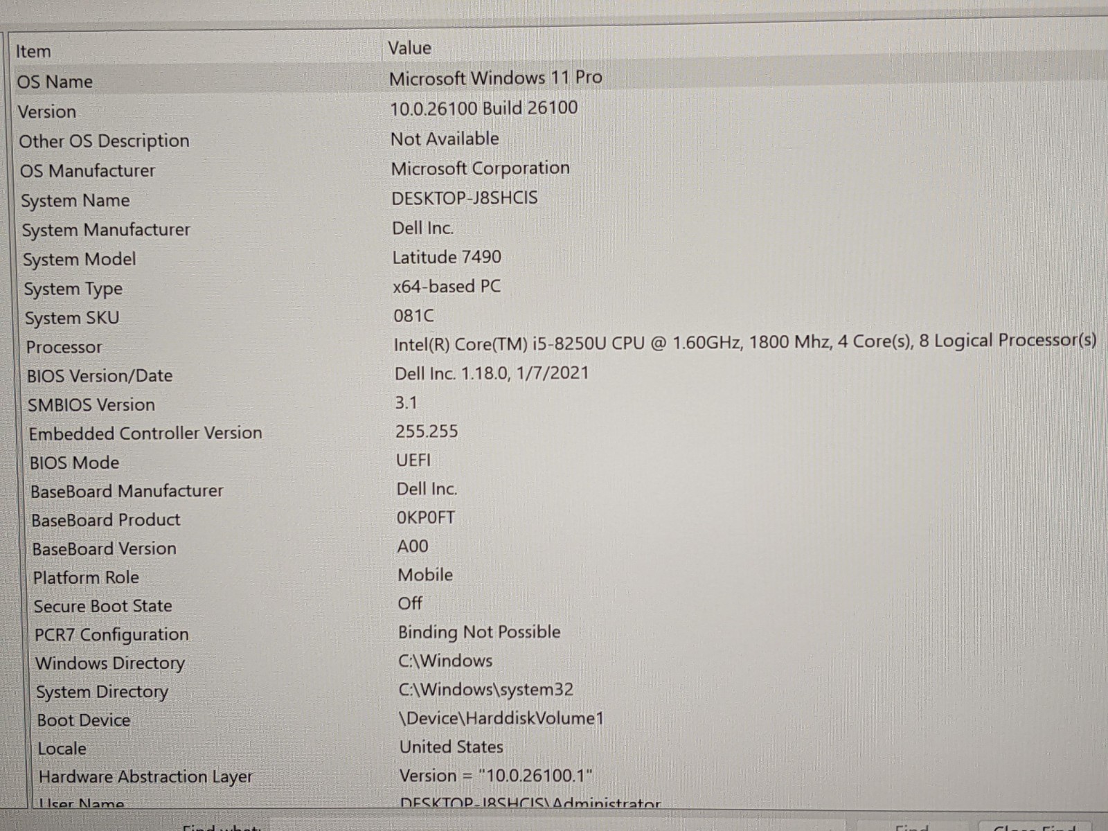 Dell Latitude 7490 14″ FHD Intel Core i5-8250U 1.6GHz 8GB 256GB SSD Win11Pro +PA