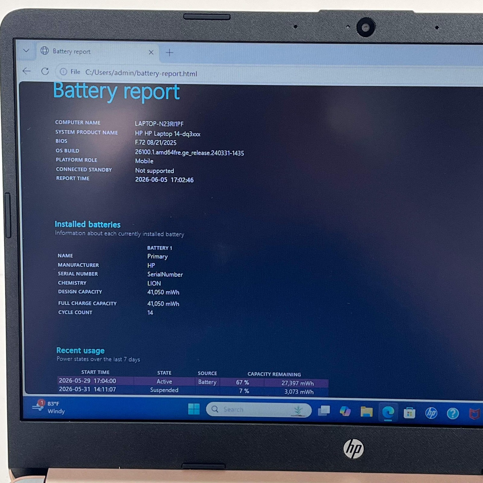 HP Laptop 14-DQ3280NR 14″ Celeron N4500 1.1GHz 4GB RAM 64GB SSD