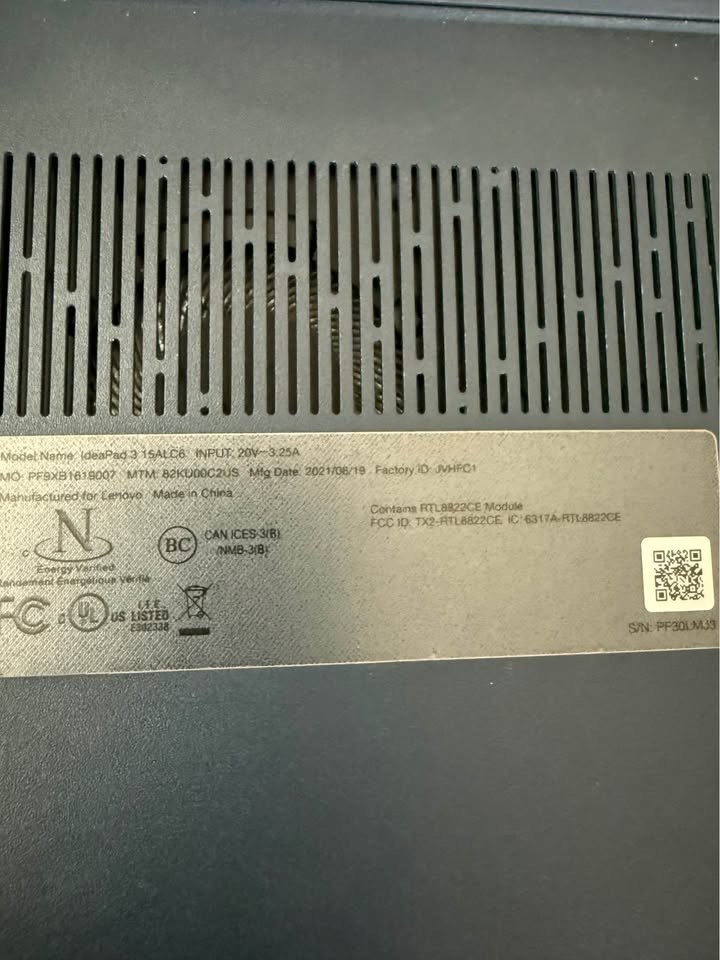 Lenovo IdeaPad 3 15ALC6 82KU00C2US in working condition *SEE DESCRIPTION*
