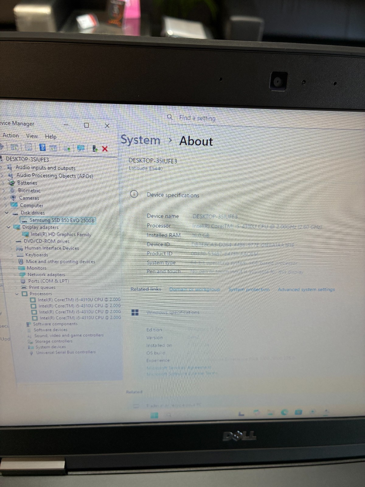 Dell Latitude E5440: 14″ / i5-4310U / RAM 16Gb / SSD 256Gb / Win 11