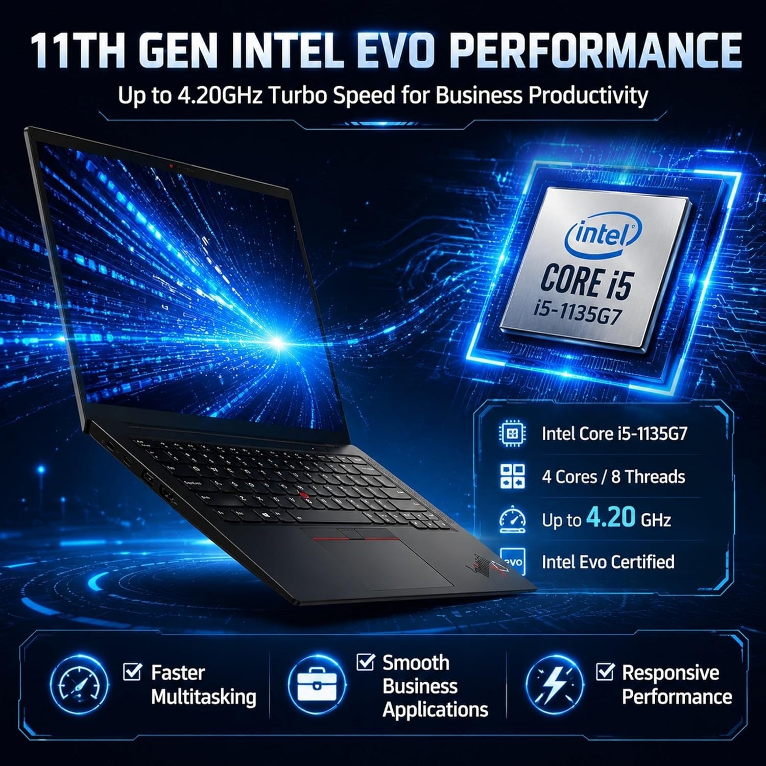 Lenovo ThinkPad X1 Carbon Gen 9 14″ Ultrabook, Intel Core i5, 8GB RAM 256GB SSD