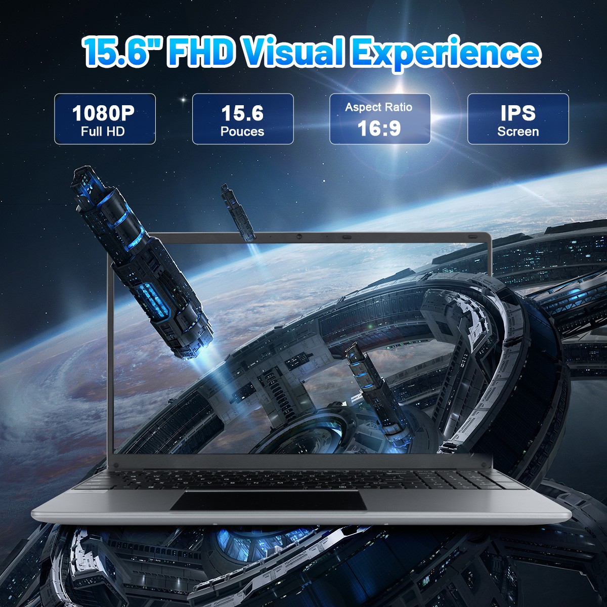 15.6 inch Laptop 16GB+512GB Windows 11 Computers 2.4G/5G WiFi Bluetooth Type-C