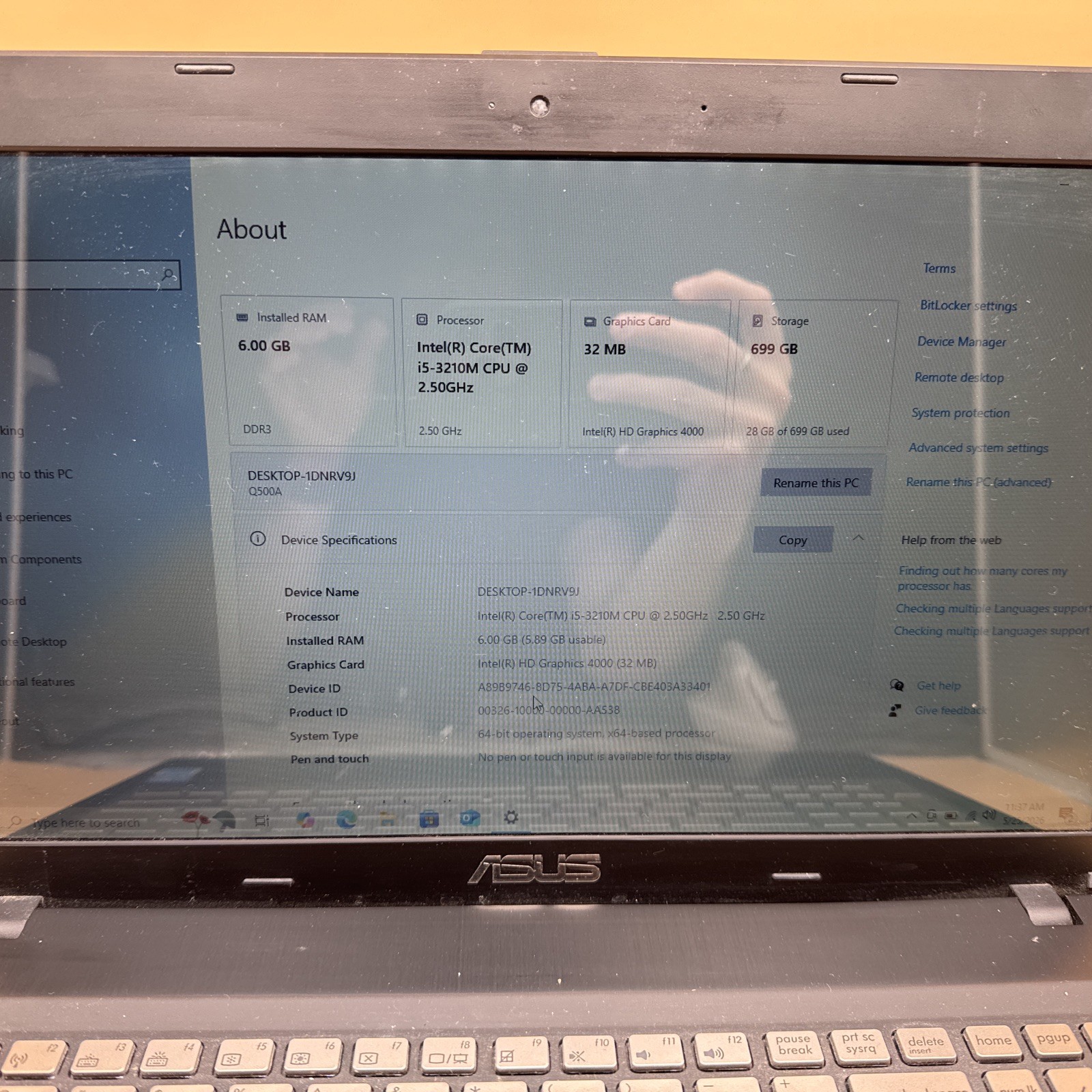 Asus Q500A-BHI5N01 Laptop Intel Core i5-3210QM Working And Tested Battery Great