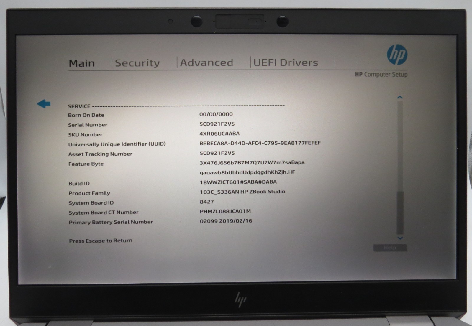 HP ZBook Studio G5 _ i7-8850H @ 2.6 _ 16GB RAM _ 256GB SSD _ No OS *READ