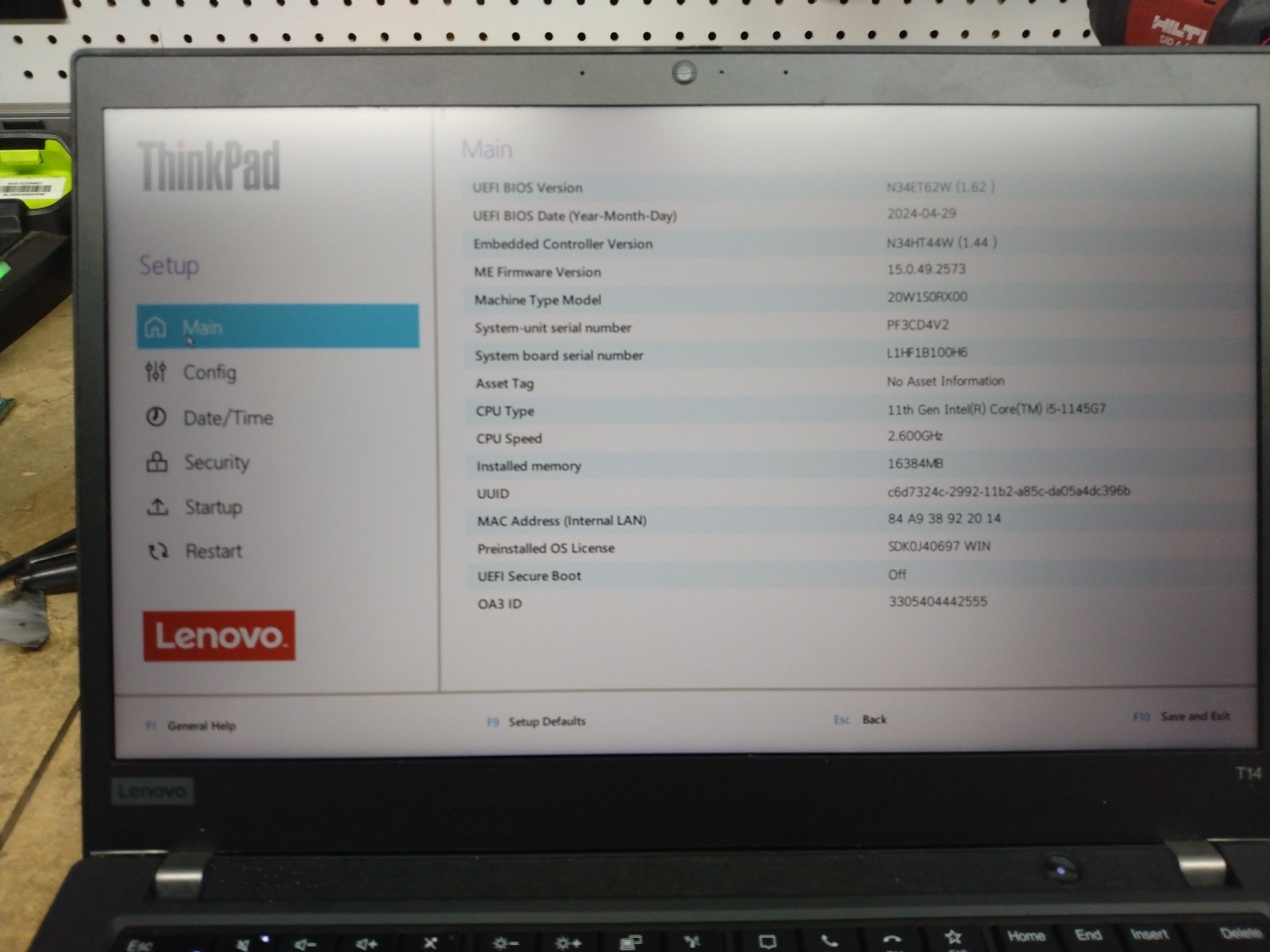 Lenovo ThinkPad T14 Gen 2 14″, FHD 16 GB i5-1145G7, NO SDD/OS