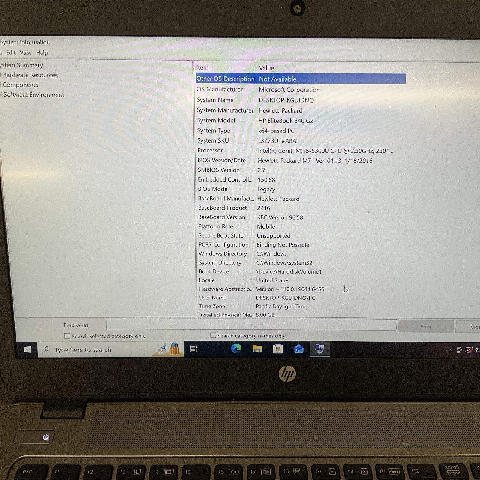 HP EliteBook 840 G2 14″ Laptop Intel Core i5-5300U 8GB Ram 256GB SSD W10 No Bat