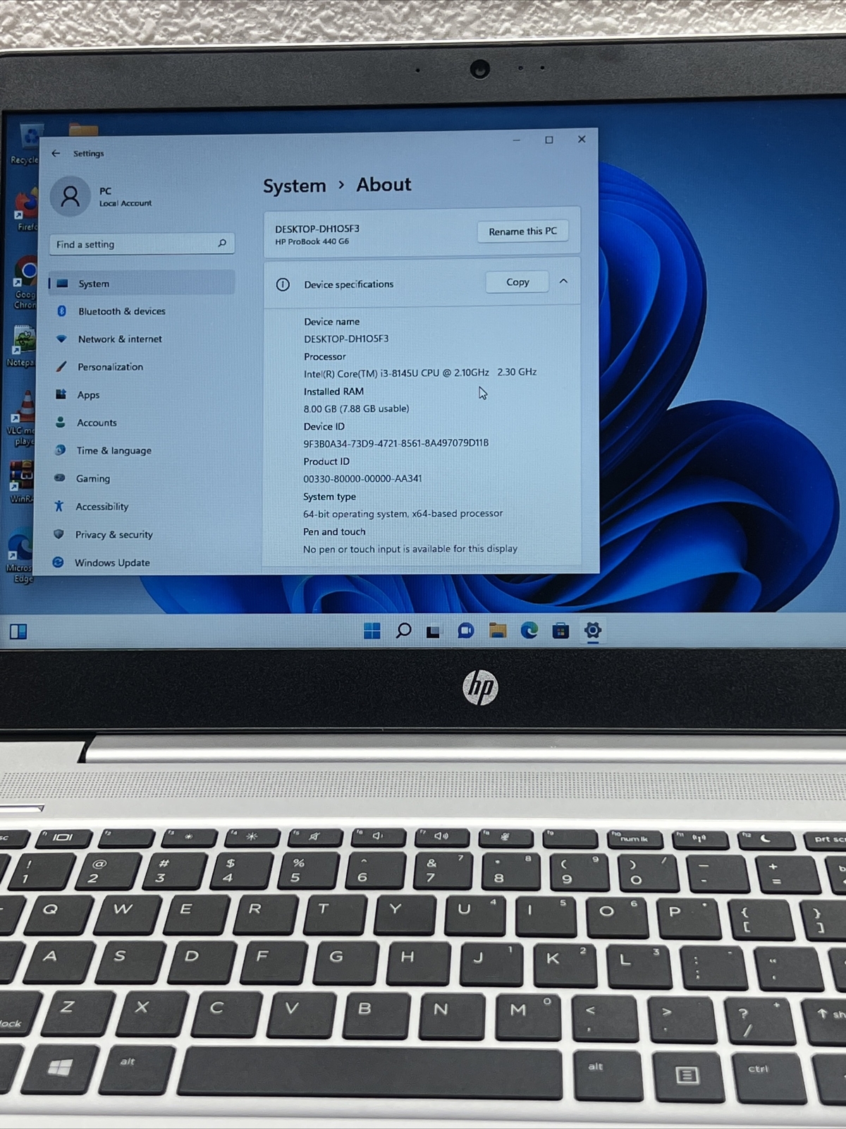 HP Probook 440 G6 Intel i3 8th gen, 2.10GHz, 8GB RAM, 512GB SATA