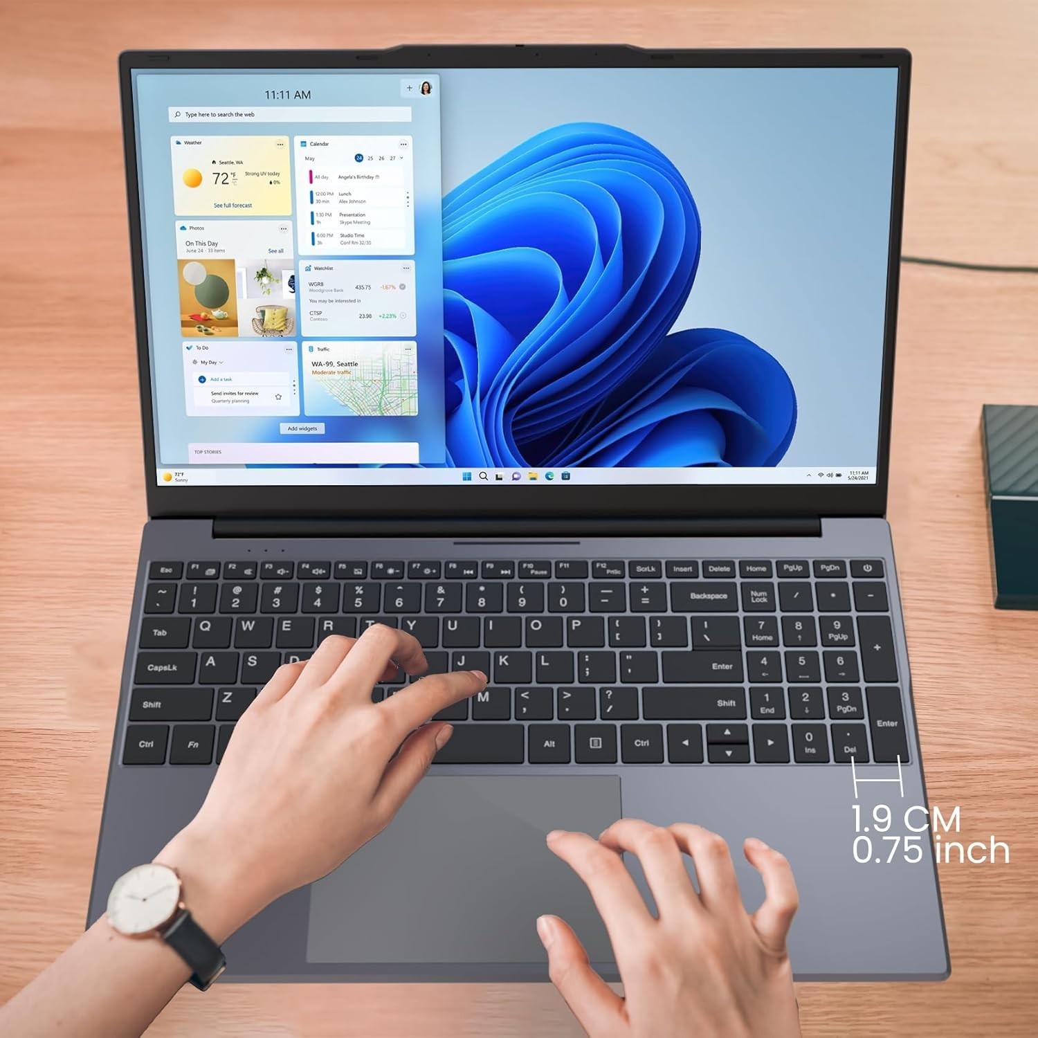 Portable 15.6″ FHD Laptop, 4GB RAM, 128GB SSD, Long Battery Life, Windows 11