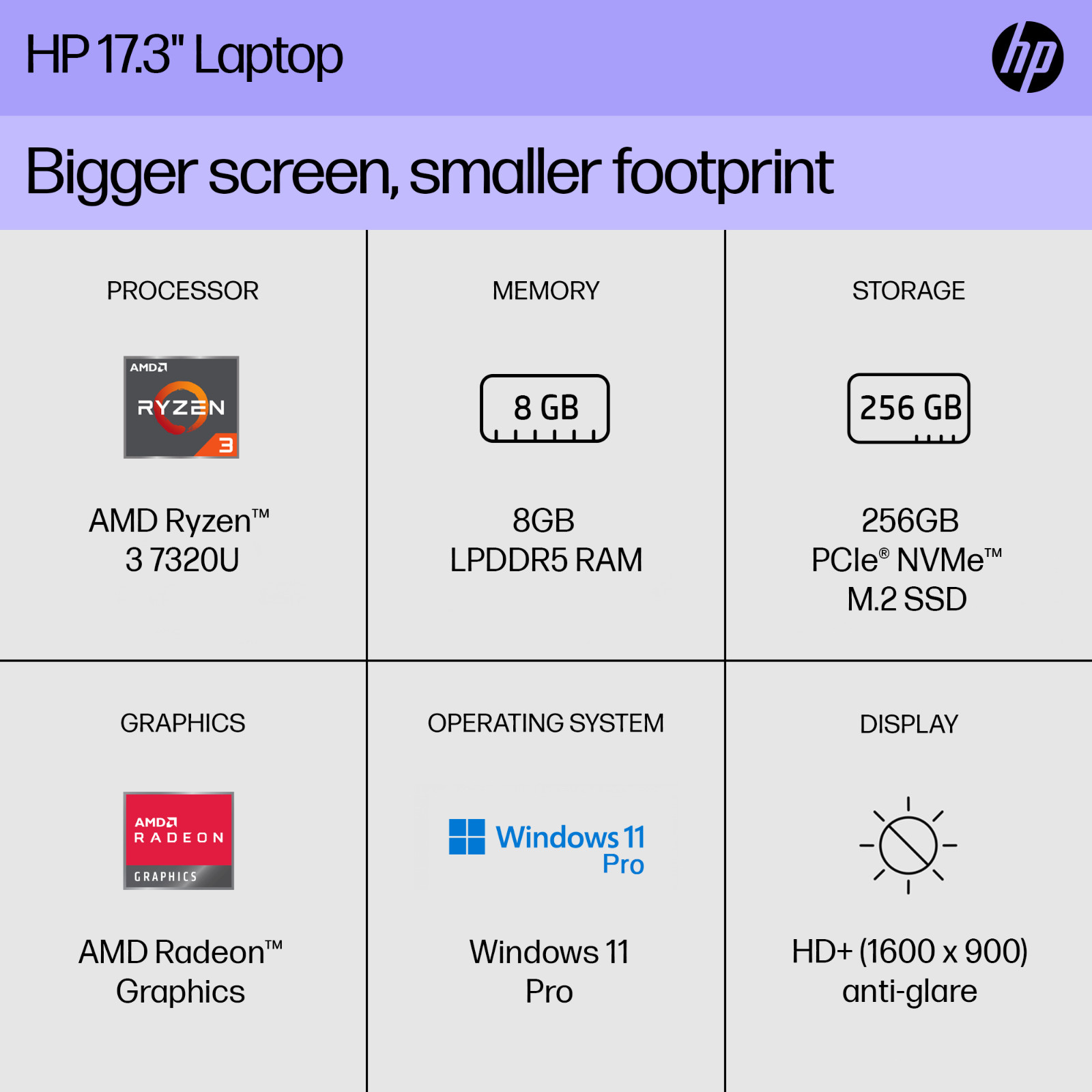HP Laptop Computer 17.3 Ryzen 3, Up to 4.1 GHz 8GB RAM 256GB SSD Office 2024 Pro