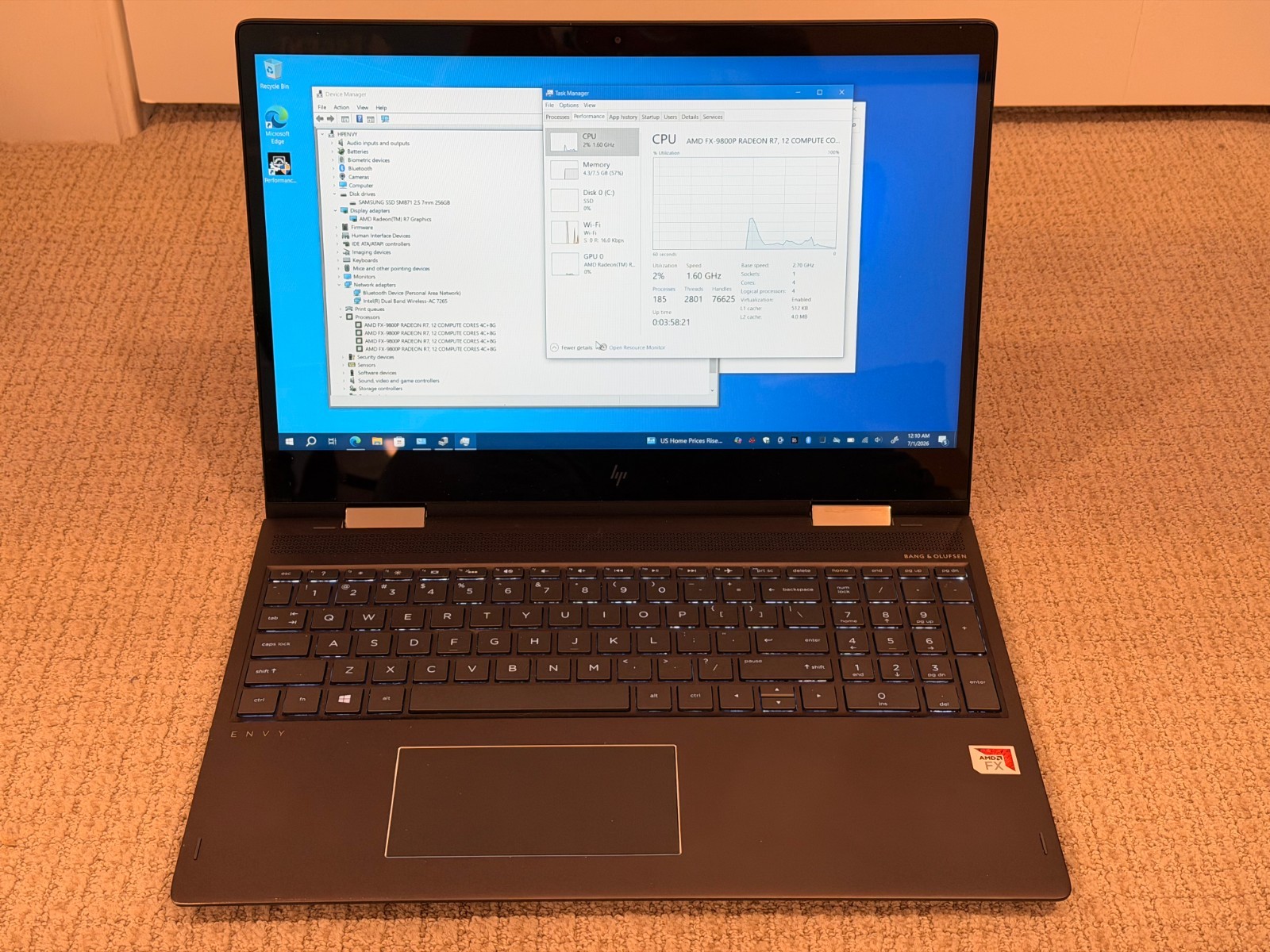 HP ENVY x360 m Convertible 15m-bq021dx AMD 9800P 8Gb 256Gb SSD Win10 IPS Touch