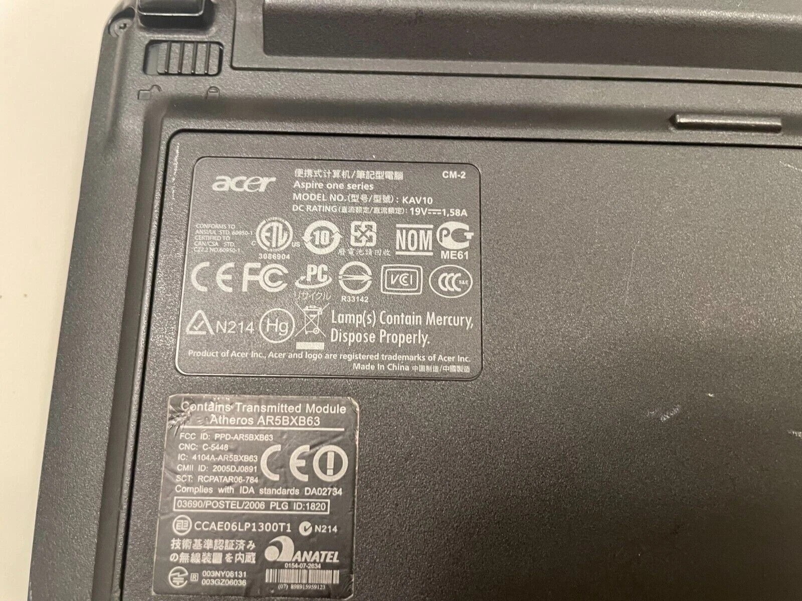 Acer Aspire One KAV10 Netbook Laptop Atom 1GB RAM 160GB HDD Windows 10 Pro 10.1″
