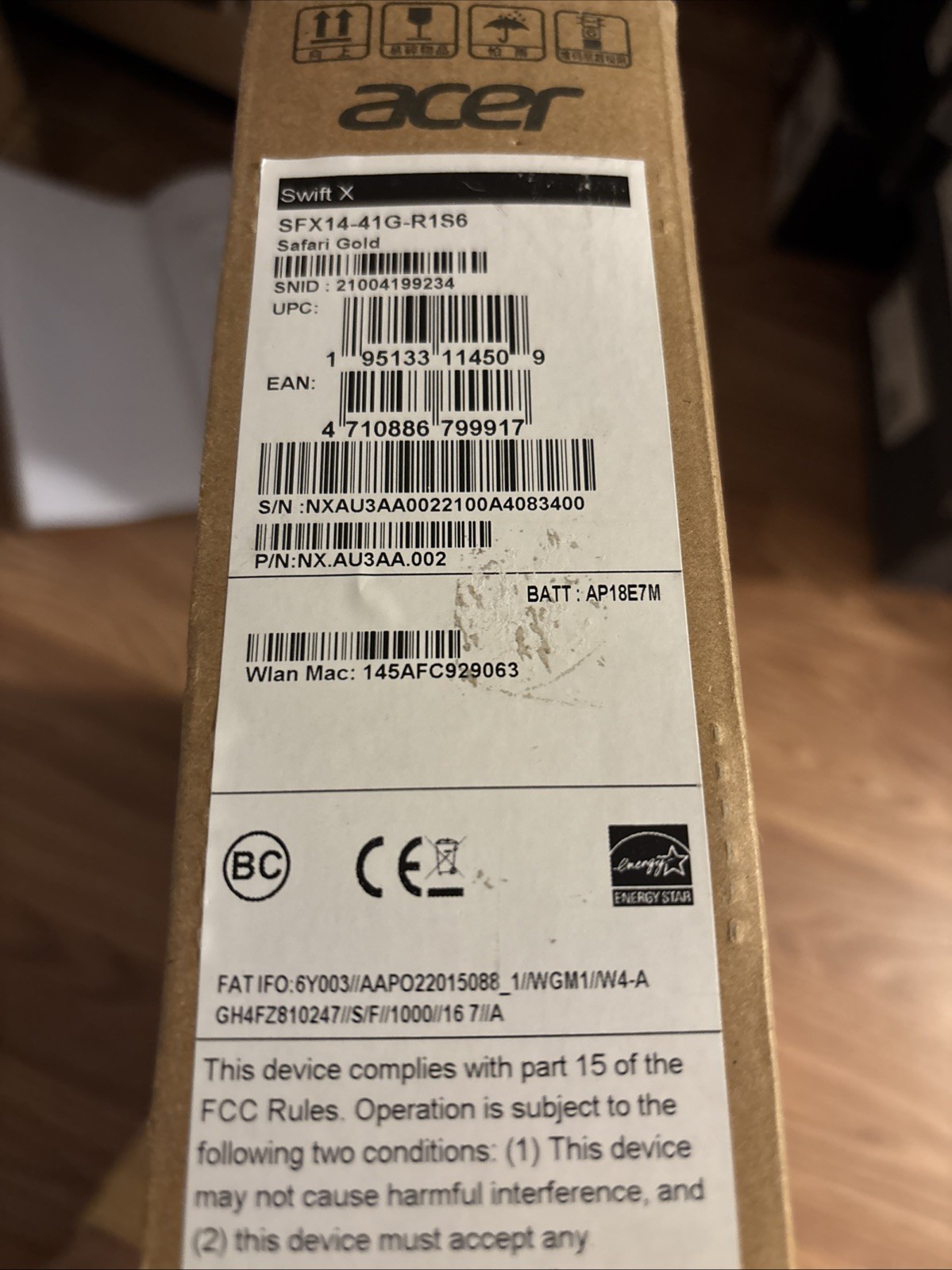 New Acer Swift X Laptop 14 Ryzen7 5800u 16GB 512GB NVIDIA RTX 3050Ti SFX14