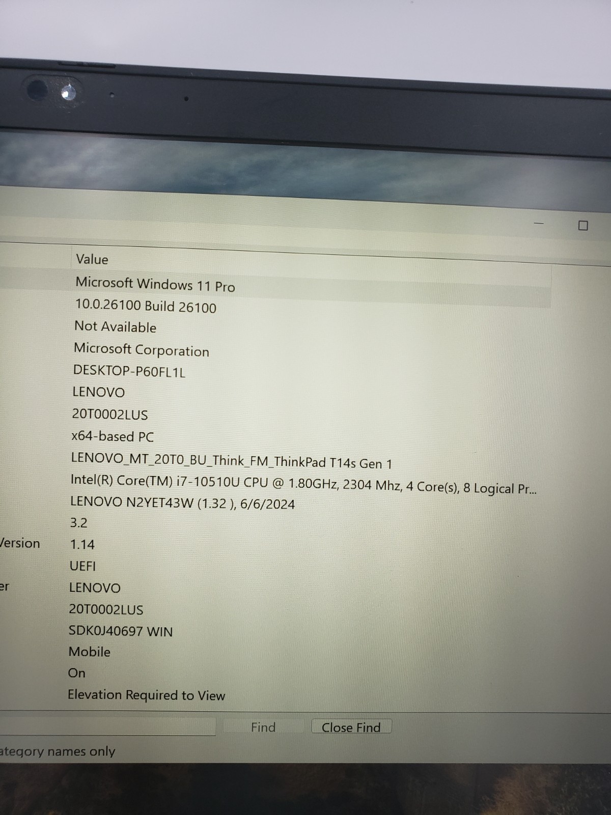 Lenovo ThinkPad T14s Gen 1 i7-10510U 1.80GHz 8GB Ram 256GB SSD Win 11 Pro