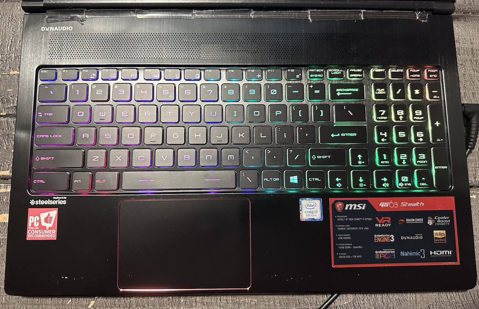 MSI GS63 Stealth 8RE Gaming Laptop –I7-8750H GTX 1060 16GB RAM 256GB SSD 1TB HD