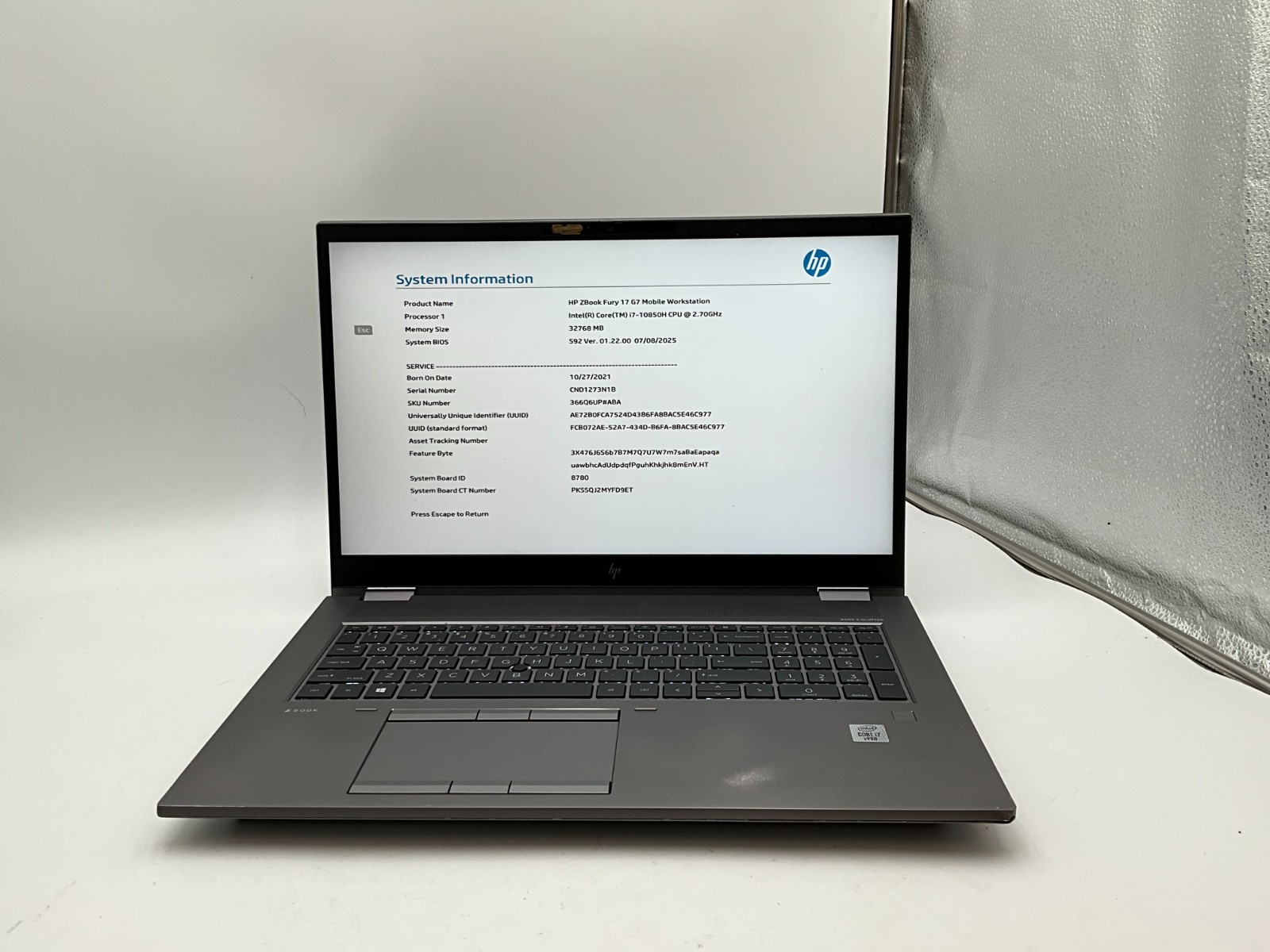 HP ZBook Fury 17 G7 366Q6UP i7-10850H 32gb 256/500gb RTX 3000 Win11 CND1273N1B