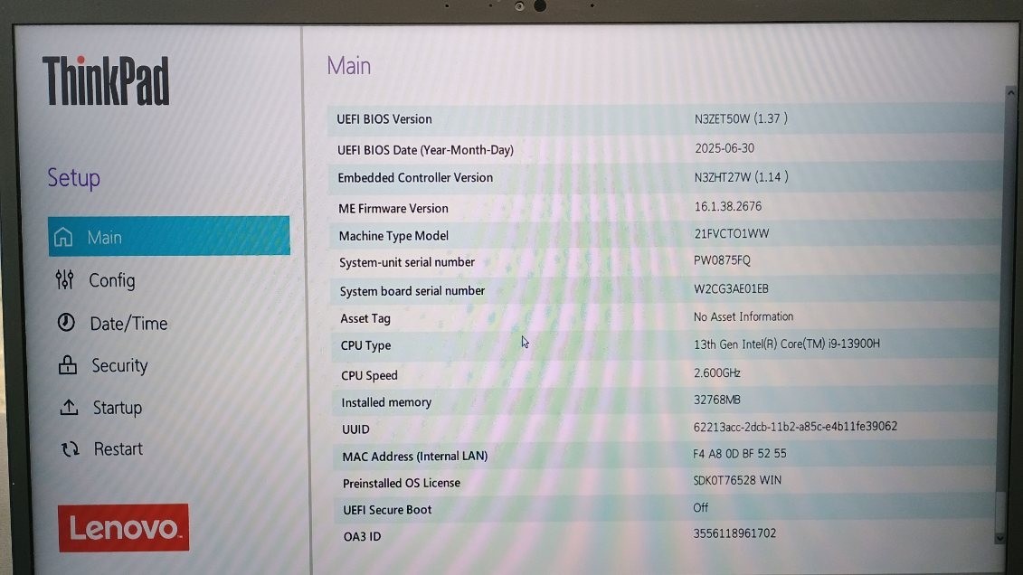 Lenovo ThinkPad P1 Gen 6 16 2.6 GHz i9-13900H 32GB 1TB SSD RTX 2000 Ada