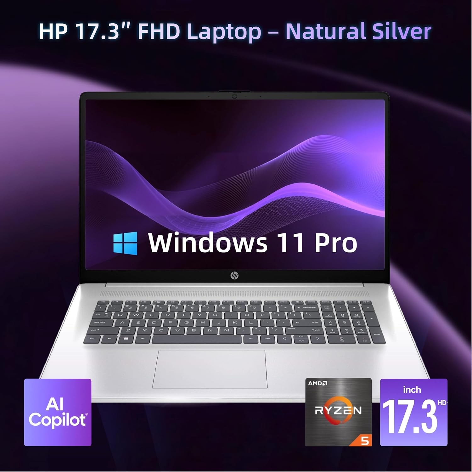 HP 17.3″ Laptop computer Win11Pro 2.7 GHz~4.3 GHz Ryzen 5-7430U Upto 32GB 2TB