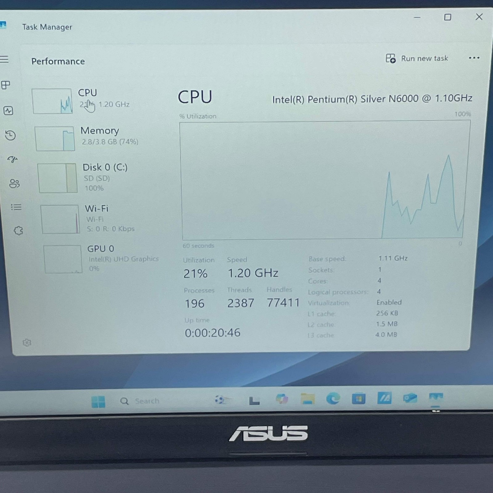 Asus Vivobook Go 14 E410KA-PM464 14″ Intel Silver N6000 1.1GHz 4GB RAM 64GB SSD