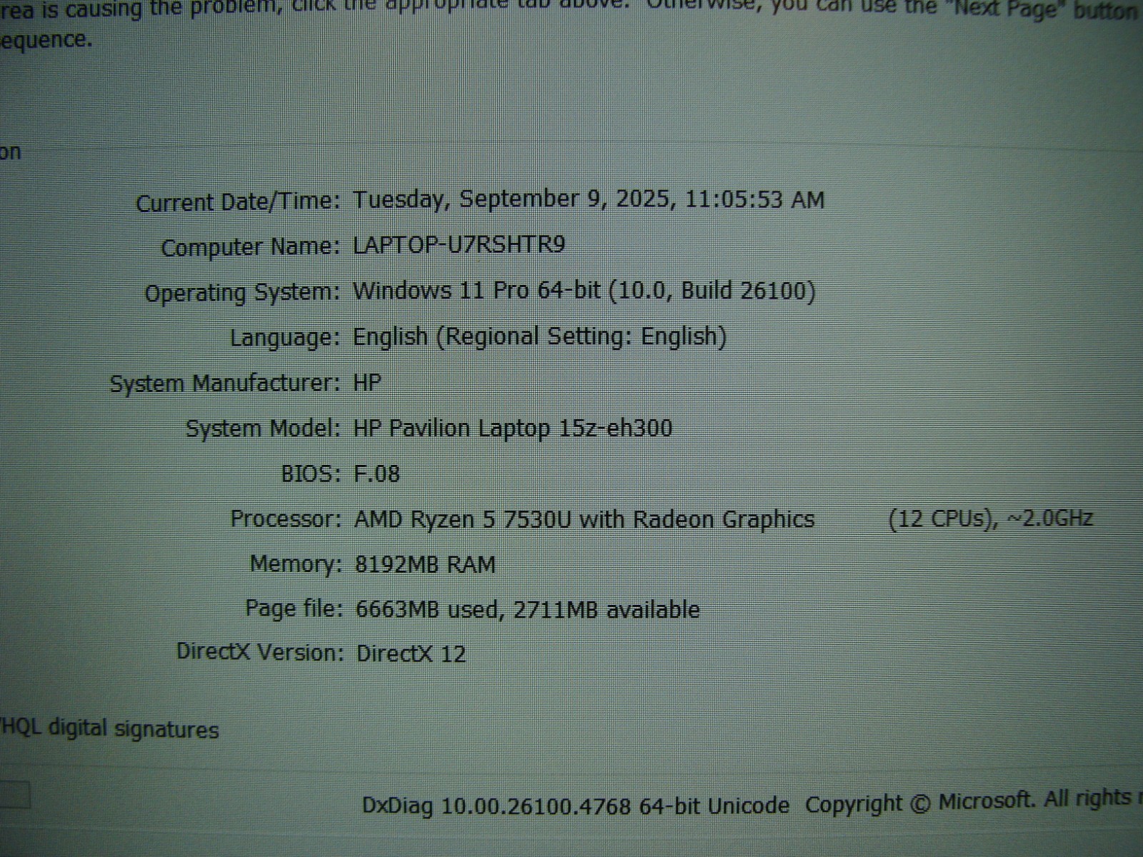 HP Pavilion 15-eh3000 15.6″FHD AMD Ryzen 5 7530U 2Gh 8GB 256GB SSD +Charger