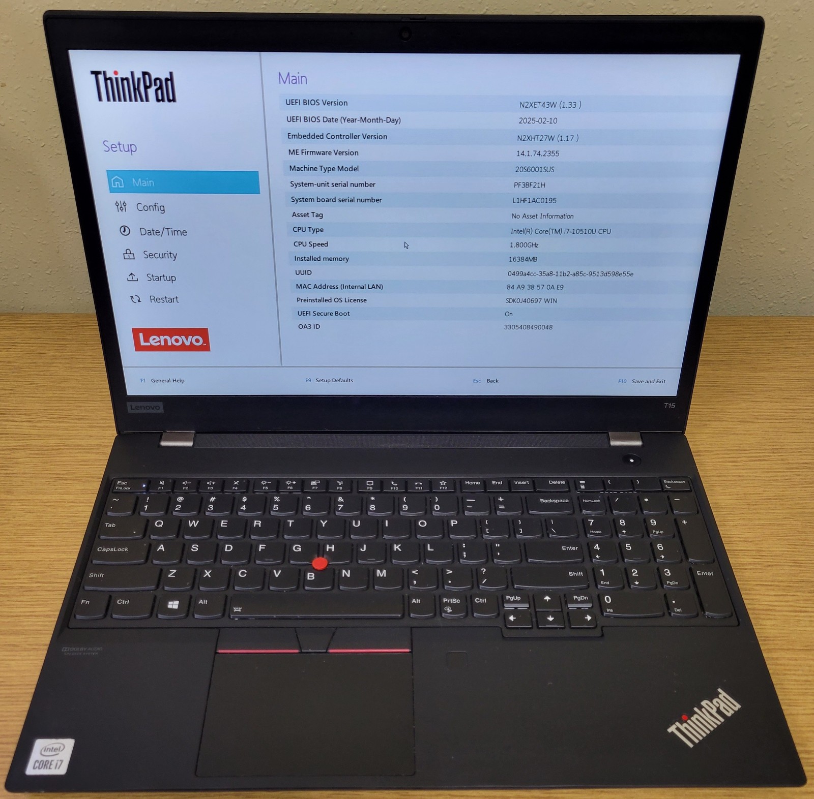 Lenovo ThinkPad T15 Gen1 i5-10210U 1.60GHz 16GB 256GB NVMe No OS “B” Grade