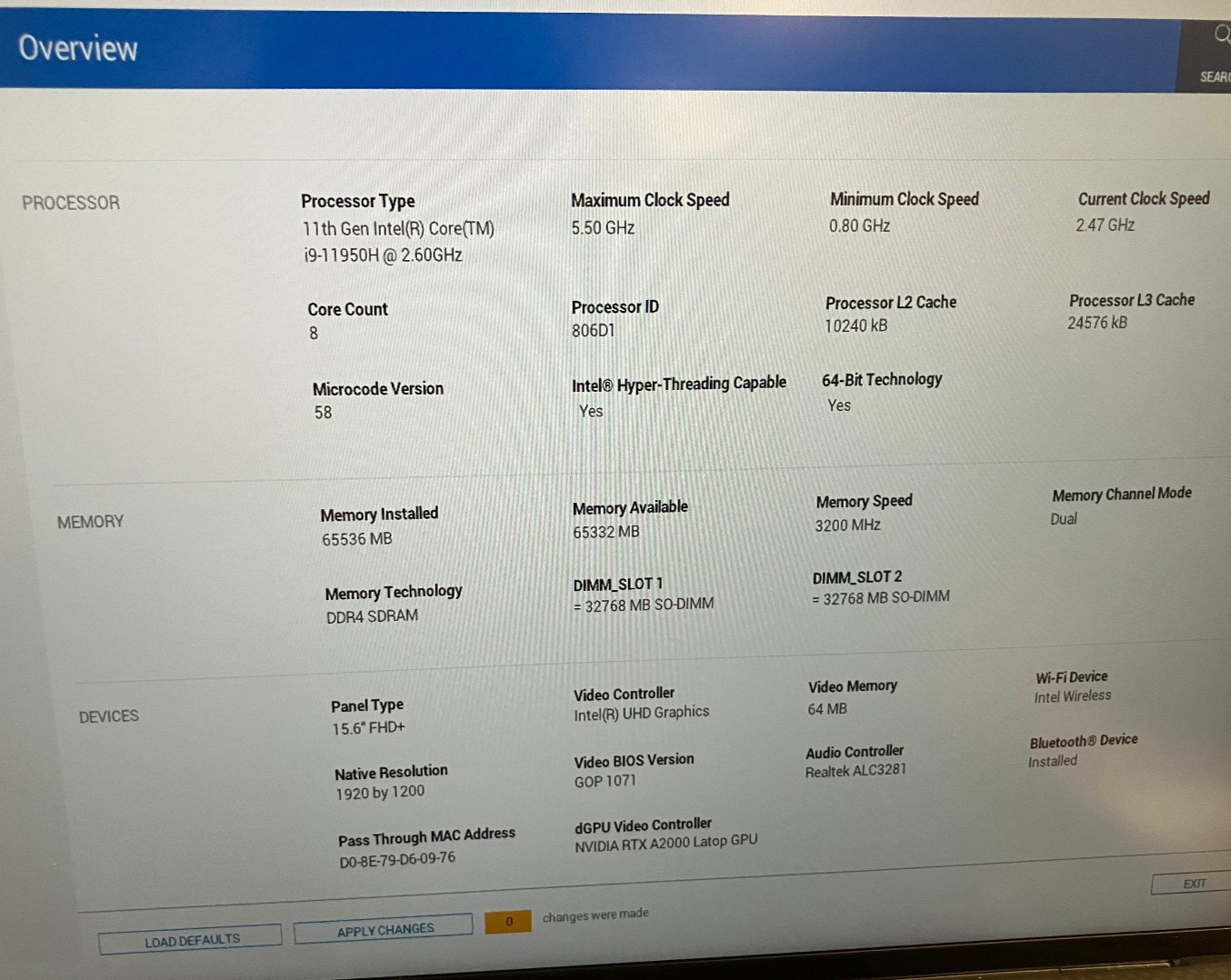Dell Precision 5560 15″ NVIDIA RTX A2000 2.6GHz Intel Core i9-11950H 64GB 1TB