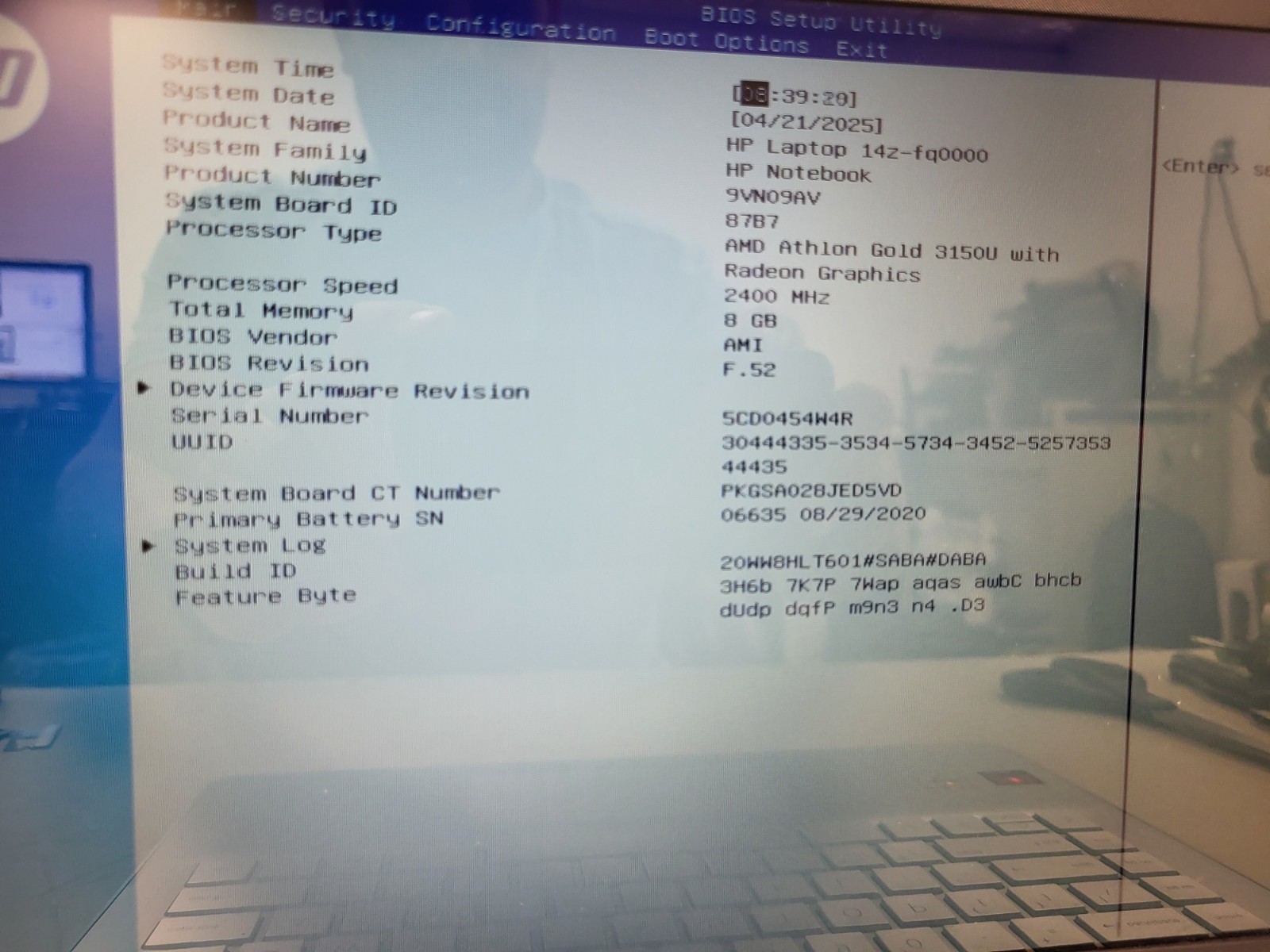 HP Laptop 14z-fq0000 Amd Athlon Gold 3150u 2.4ghz 8gb ram 128gb ssd 5CD0454W4R