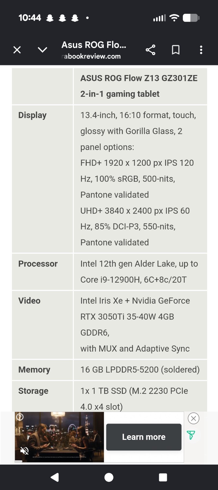ASUS ROG Flow X13 13.4in i9 12th Gen 16GB RAM Black SSD Laptop