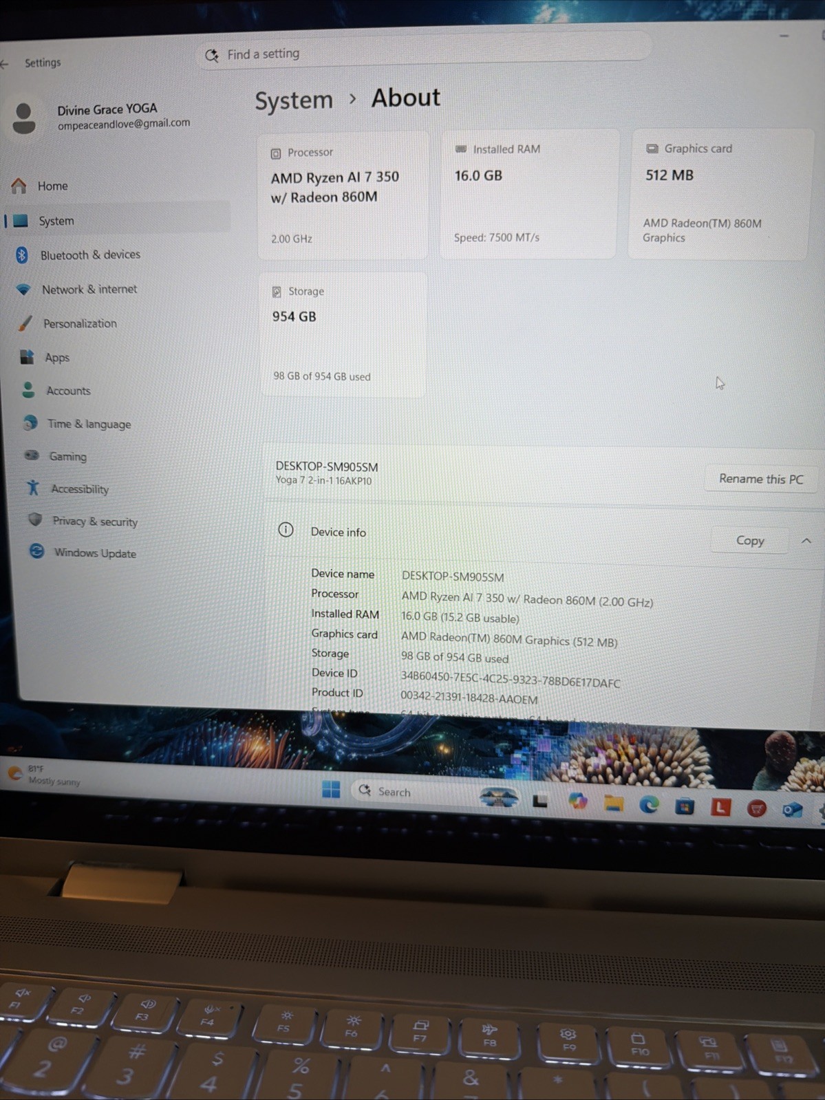 Lenovo Yoga 7 16″ 2-in-1 CoPilot+ PC 2K FHD+ TOUCH AMD Ryzen AI 7 350 16GB 1TB