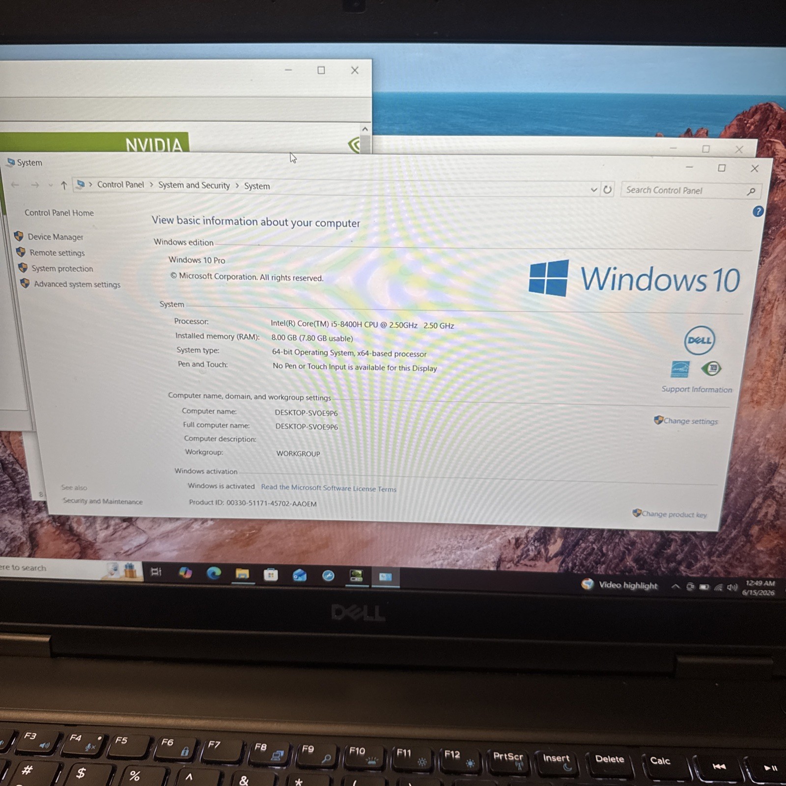 Dell Latitude 5590 15″ i5 8400u 2.4GHz 256GB M.2 SSD 8GB GeForce Webcam W10 Pro