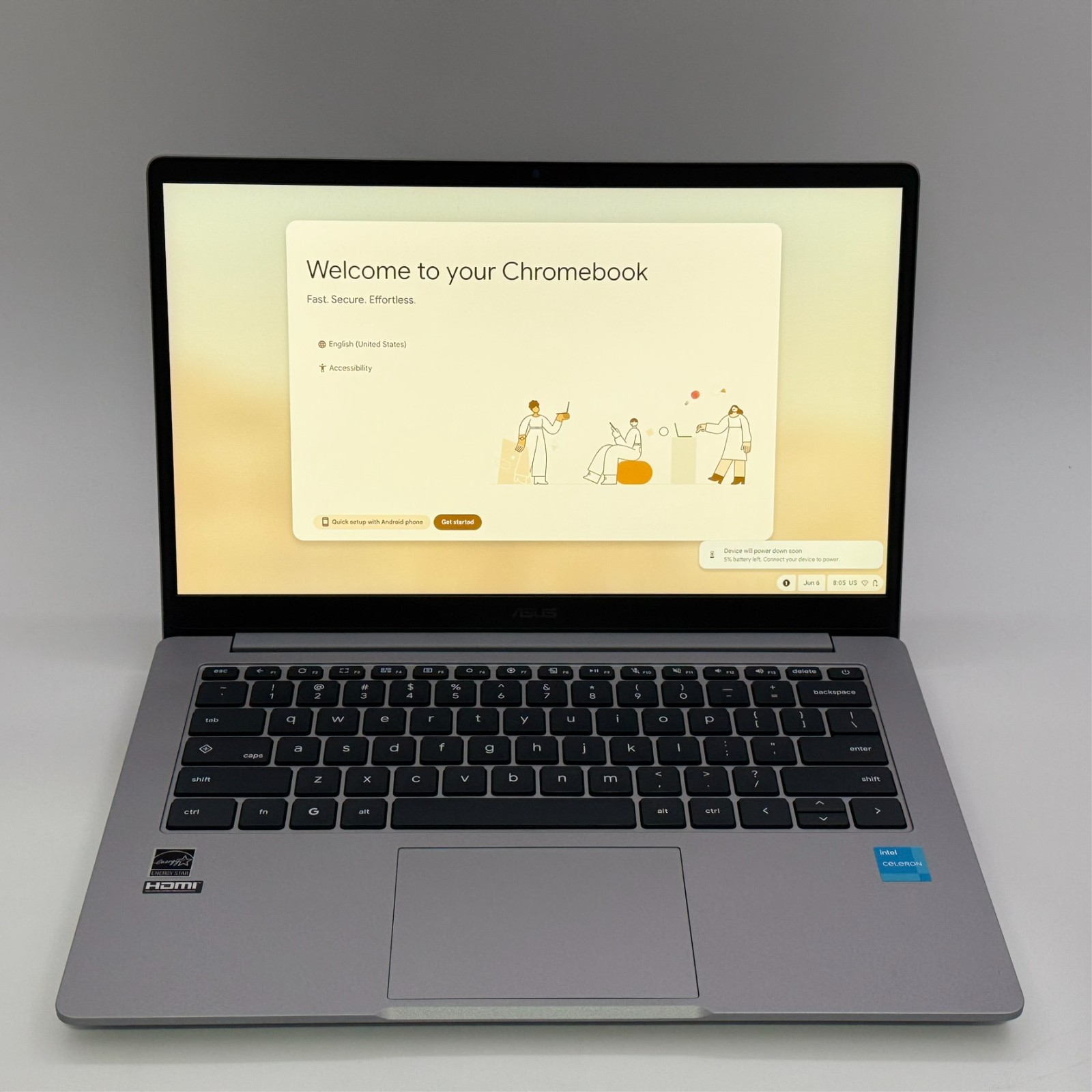 ASUS CX14 14″ FHD IPS Chromebook Intel N4500 4GB 64GB eMMC Grey