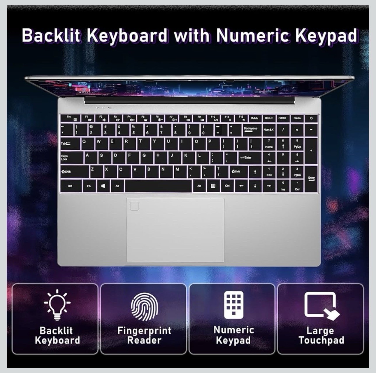 NIAKUN 15.6″ Gaming Laptop Intel N100 16GB RAM 1TB SSD FHD Windows 11 Pro