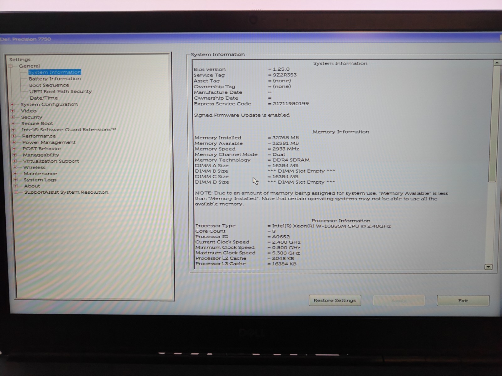 Dell Precision 7750 Xeon W-10885M 32GB DDR4 1TB SSD Quadro RTX 3000 Laptop Used
