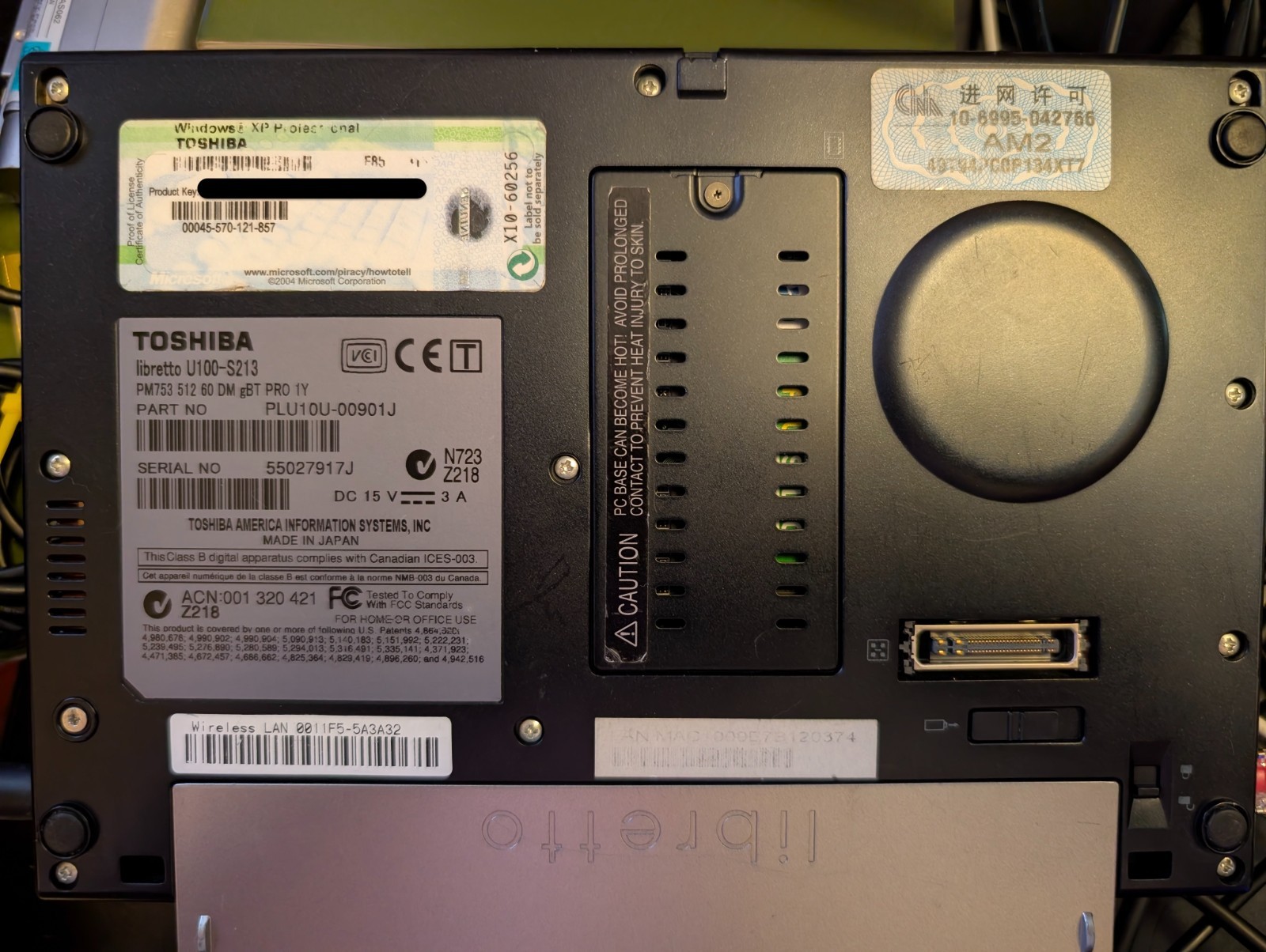 Toshiba Libretto U100-S213 Ultra-Portable Mini Laptop (with two batteries)