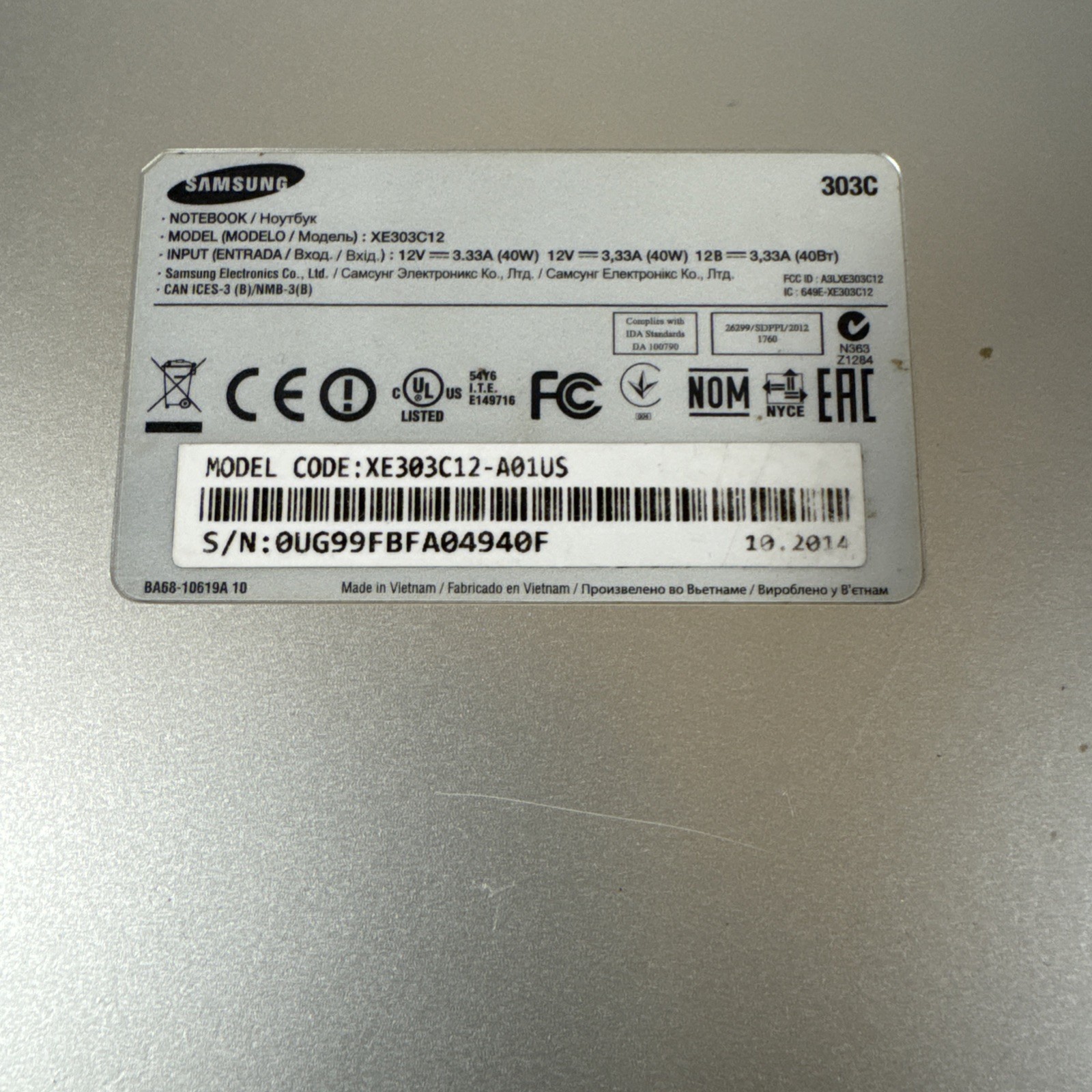 Samsung Laptop Chromebook XE303C12-A01US, Dual-Core 1.7GHz 2GB 16GB Tested