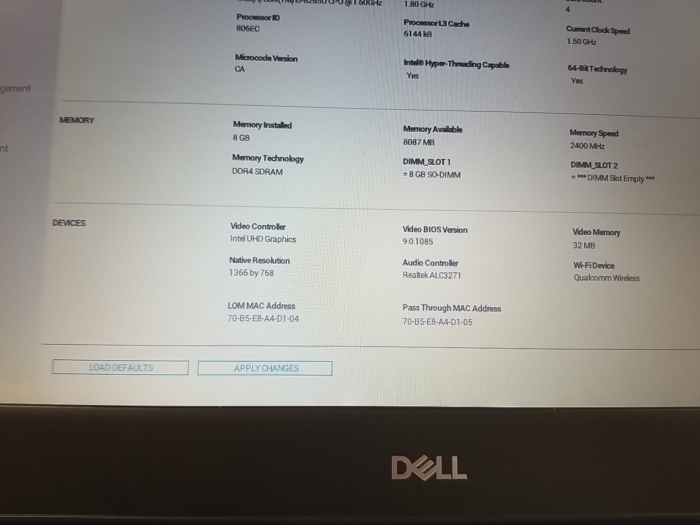 Dell Latitude 3400 14″ (i5-8265U 1.80GHZ, 8GB RAM – 256GB SSD