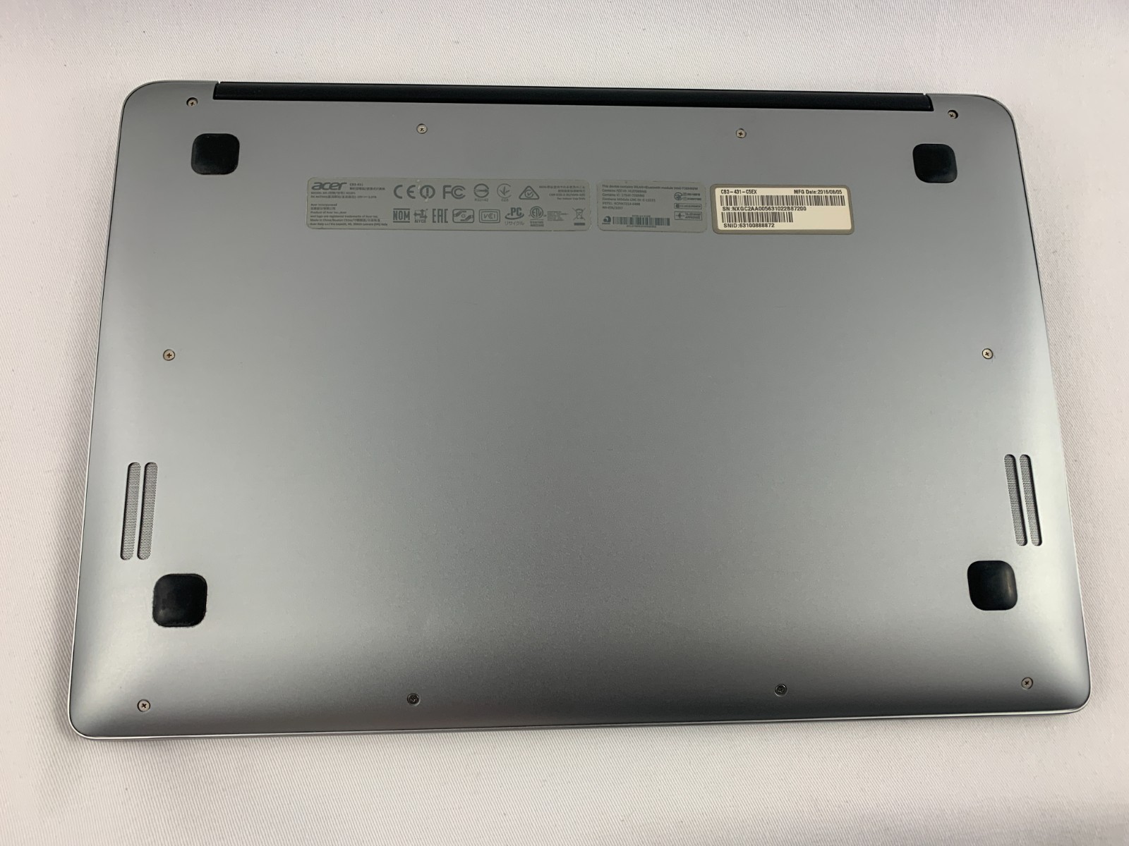 Acer CB3-431 Chromebook, Intel Celeron N3160 1.6GHz, 4GB RAM, 72% Battery