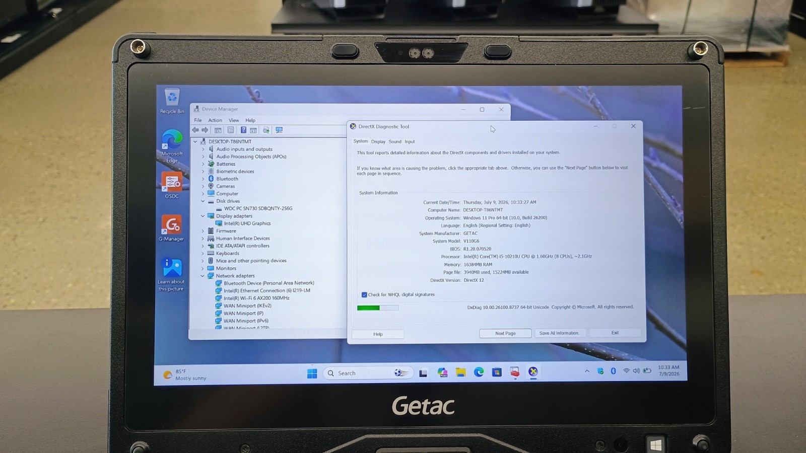 Getac V110G6 Quad Core i5-10210U 1.60GHz – 256GB SSD – 16GB – Win 11 Pro – Read