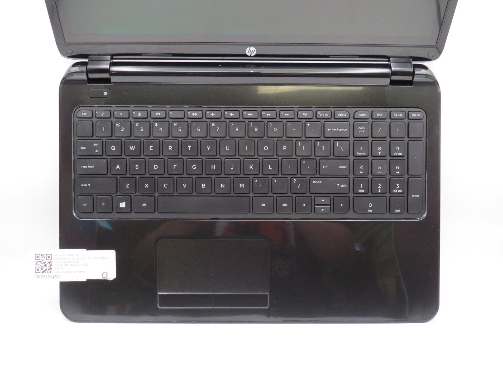 HP Notebook 15 i3-5010U @ 2.1GHz 8GB DDR3 238GB SSD 15.6″ No OS PARTS