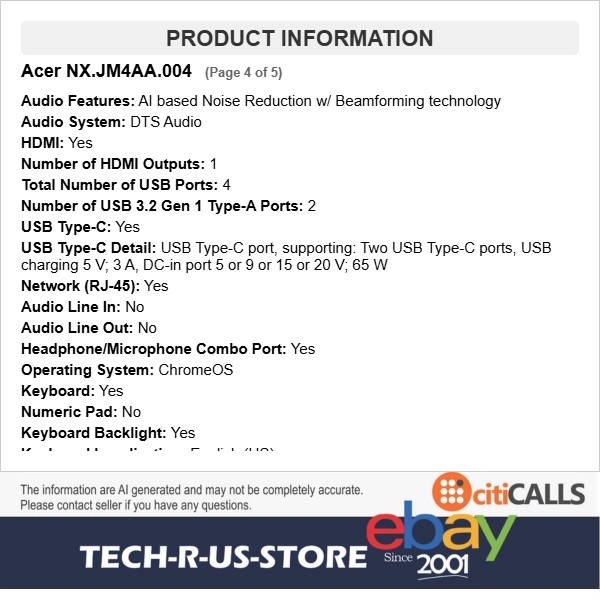 Acer NX.JM4AA.004 Chromebook Plus 714 14″ Touch Ultra 7 155U 16GB 512GB SSD