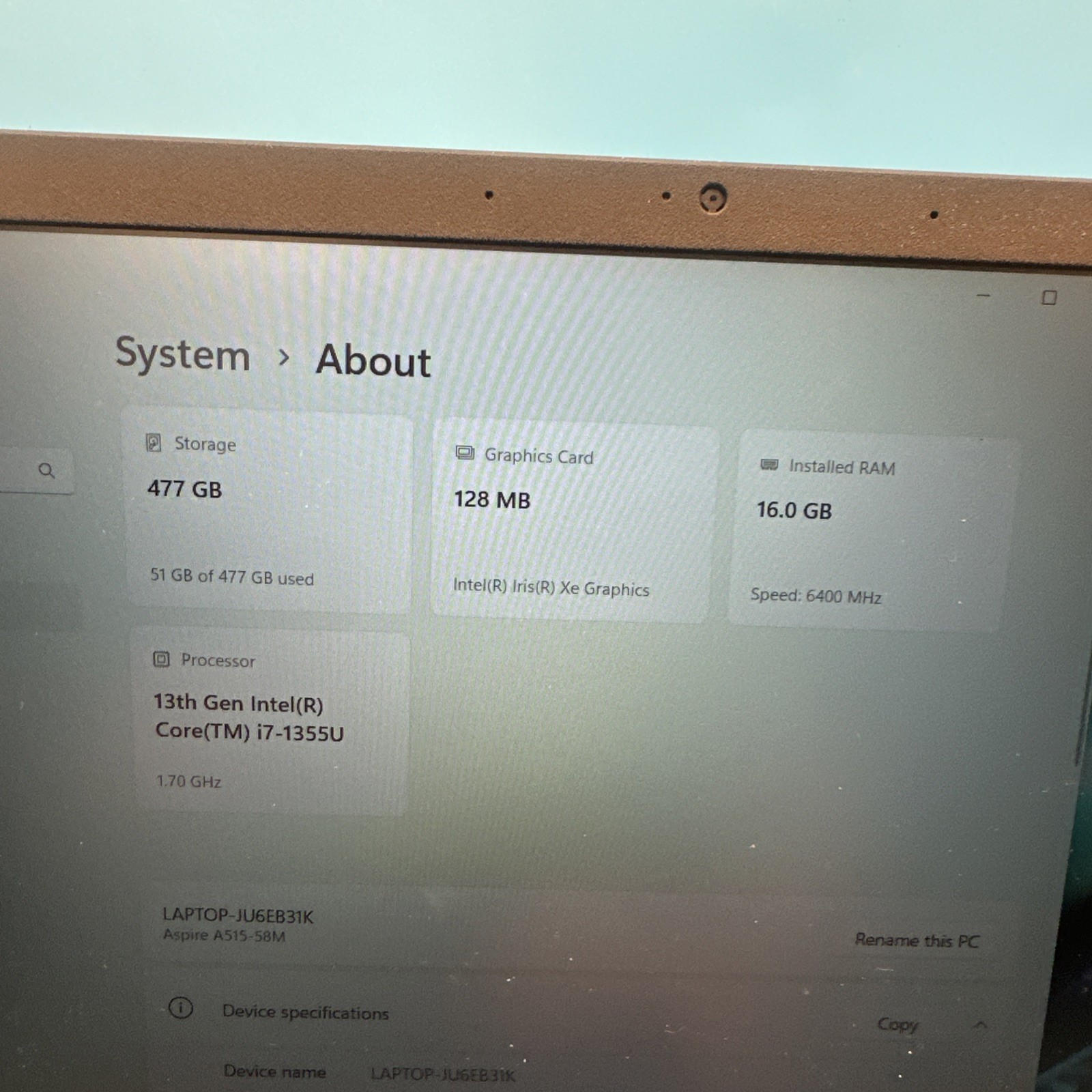 Acer Aspire 5 15 Slim Laptop Notebook 15.6″ FHD i7 16GB RAM A515-58M-7570