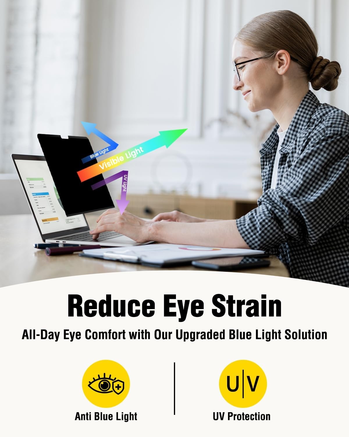 Magnetic Laptop Privacy Screen 16 inch 16:10, Anti Peeping Removable Anti Glare