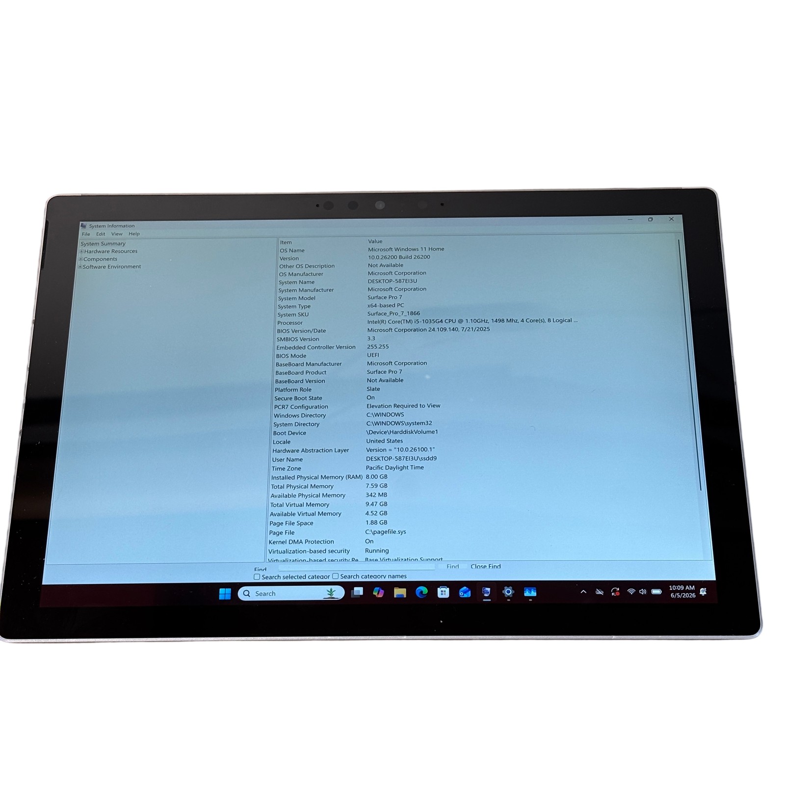 Microsoft Surface Pro7 1866 Intel Core i5-1034G4 1.10GHz 8GB RAM 256GB SSD 12.3″