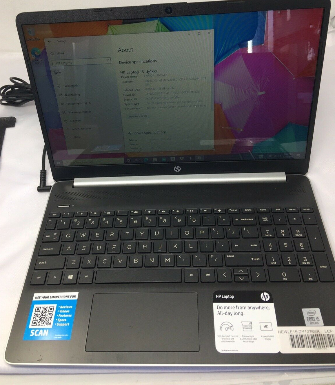 Laptop Hp 15-DY1076NR 15.6 in Intel Core i5-1035G1 8GB 256GB SSD Windows 10