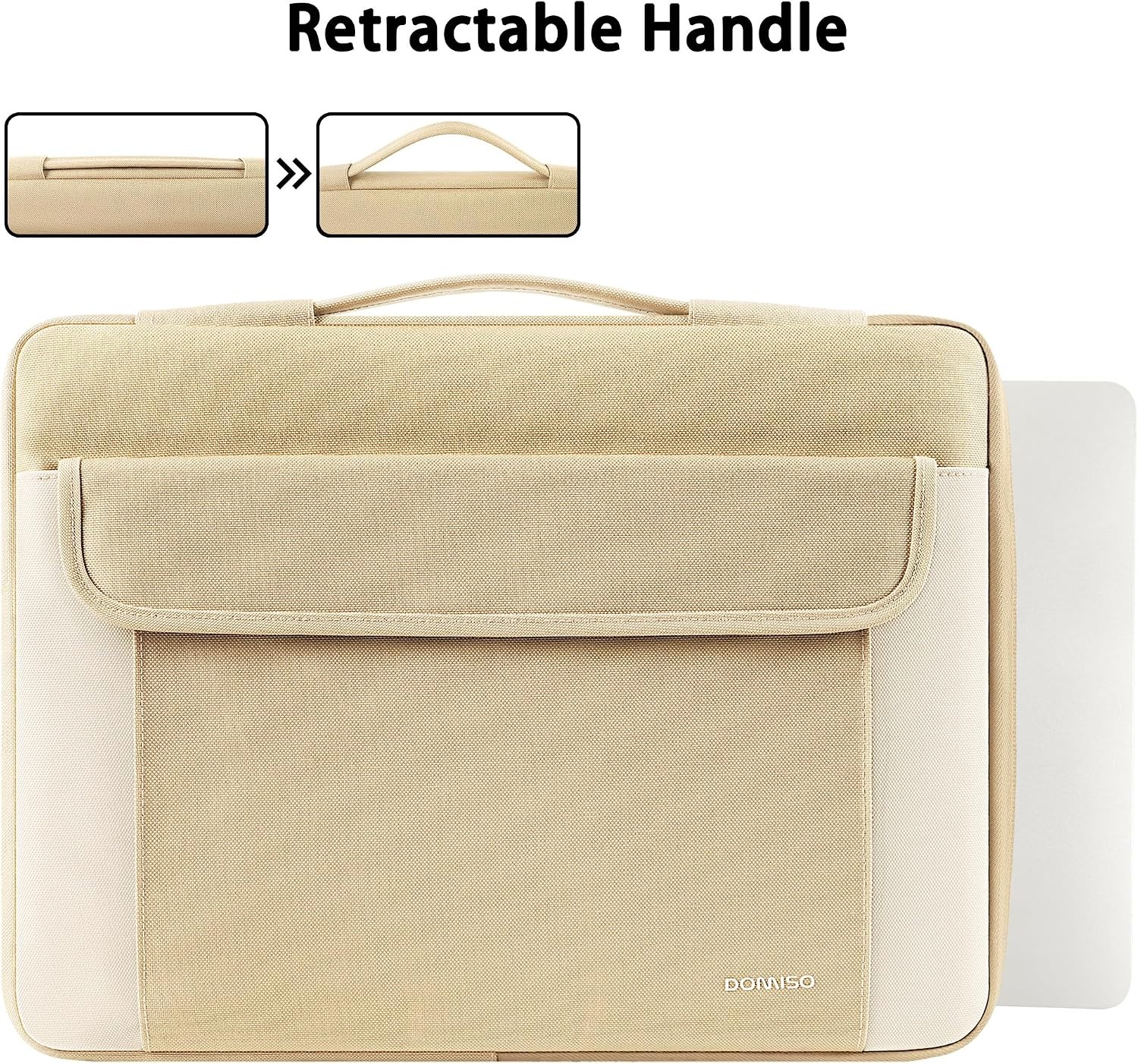 Beige Water-resistant Laptop Sleeve for 17-17.3 Inch Dell, HP, Lenovo, Acer, Asu