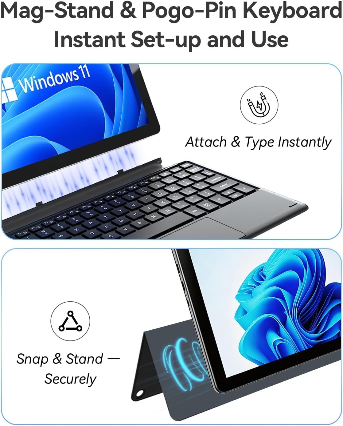 NewBook 10 10.1 inch 2-in-1 Laptop Tablet PC, Win 11 Compatible with Intel Penti