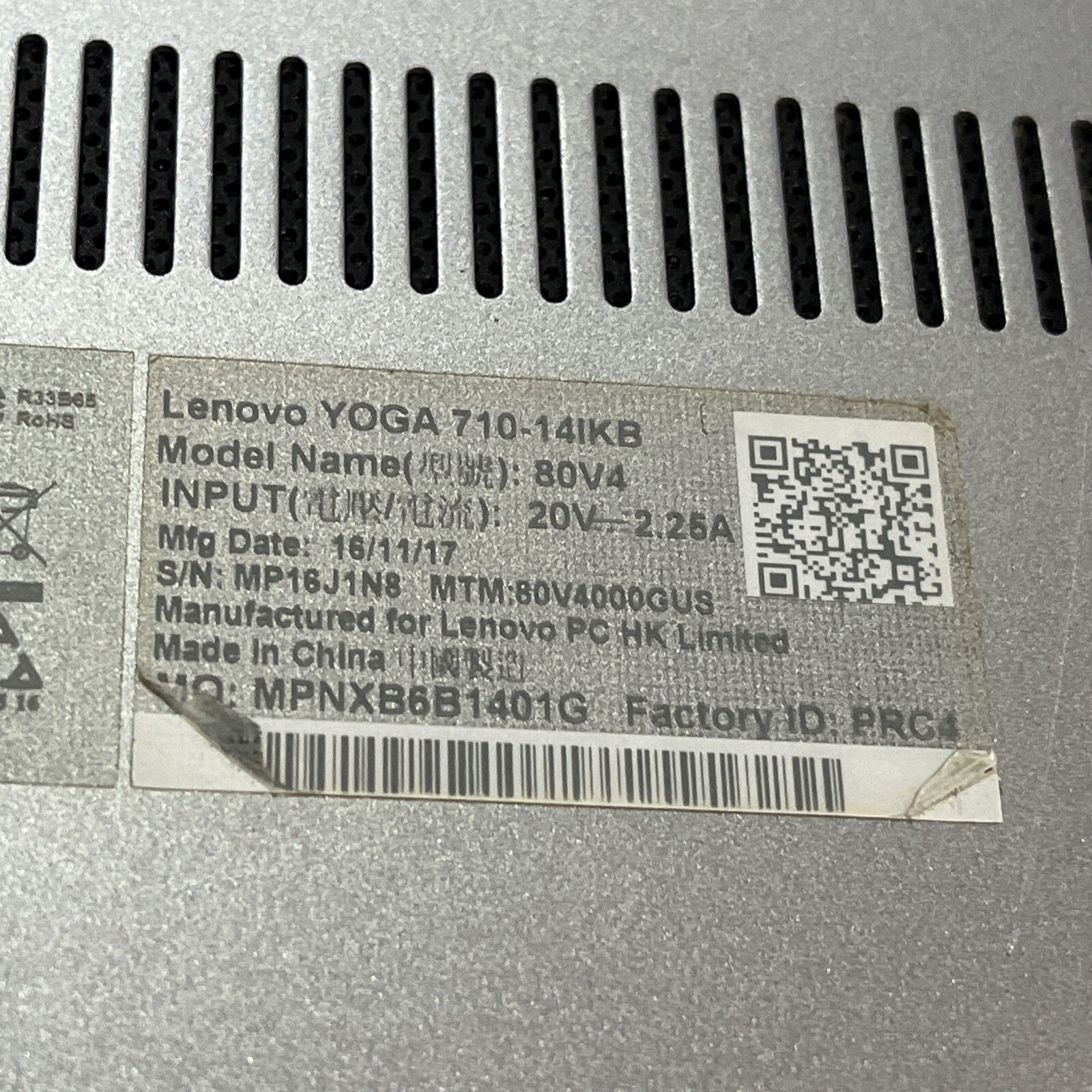 LENOVO YOGA 710-14IKB INTEL CORE I5 7TH GEN 8GB RAM NO HD