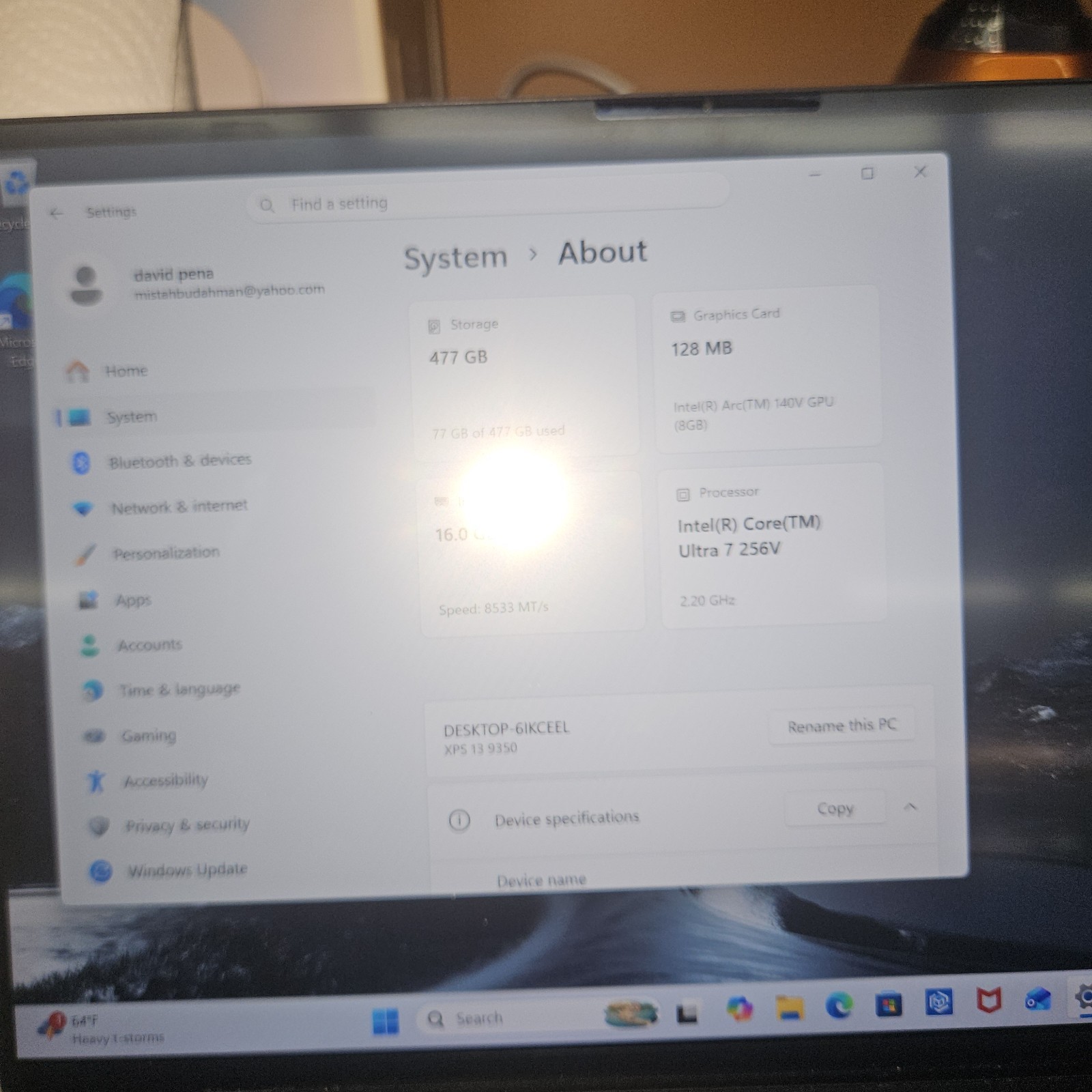 Dell XPS 9350 13in Intel Core Ultra 7 256V 16GB RAM